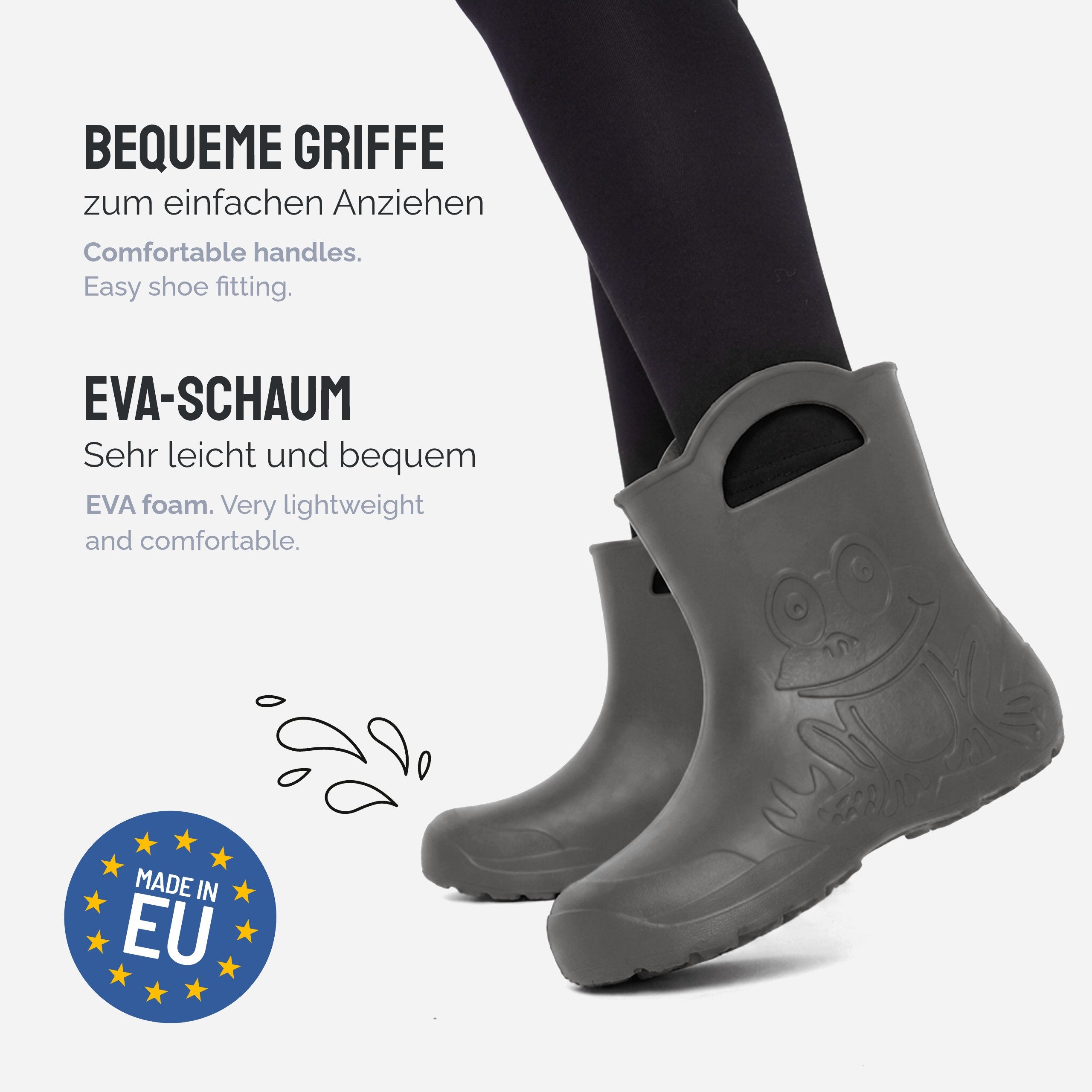 Ladeheid EVA Regenschuhe für Frauen LA-CA-09 Gummistiefel Damen federleichte Gartenschuhe mit Griffen