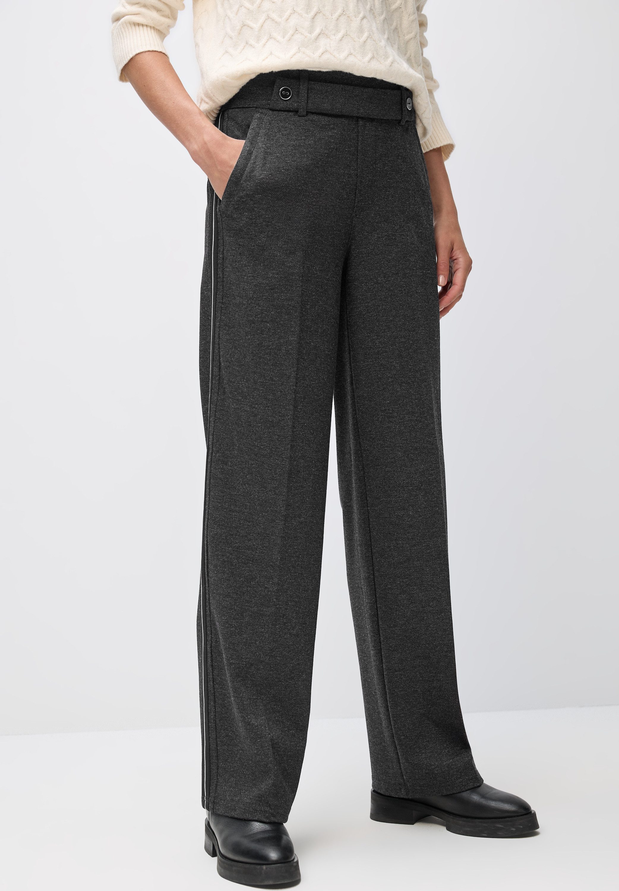 STREET ONE Stoffhose Melange mit Gallonstreifen günstig online kaufen