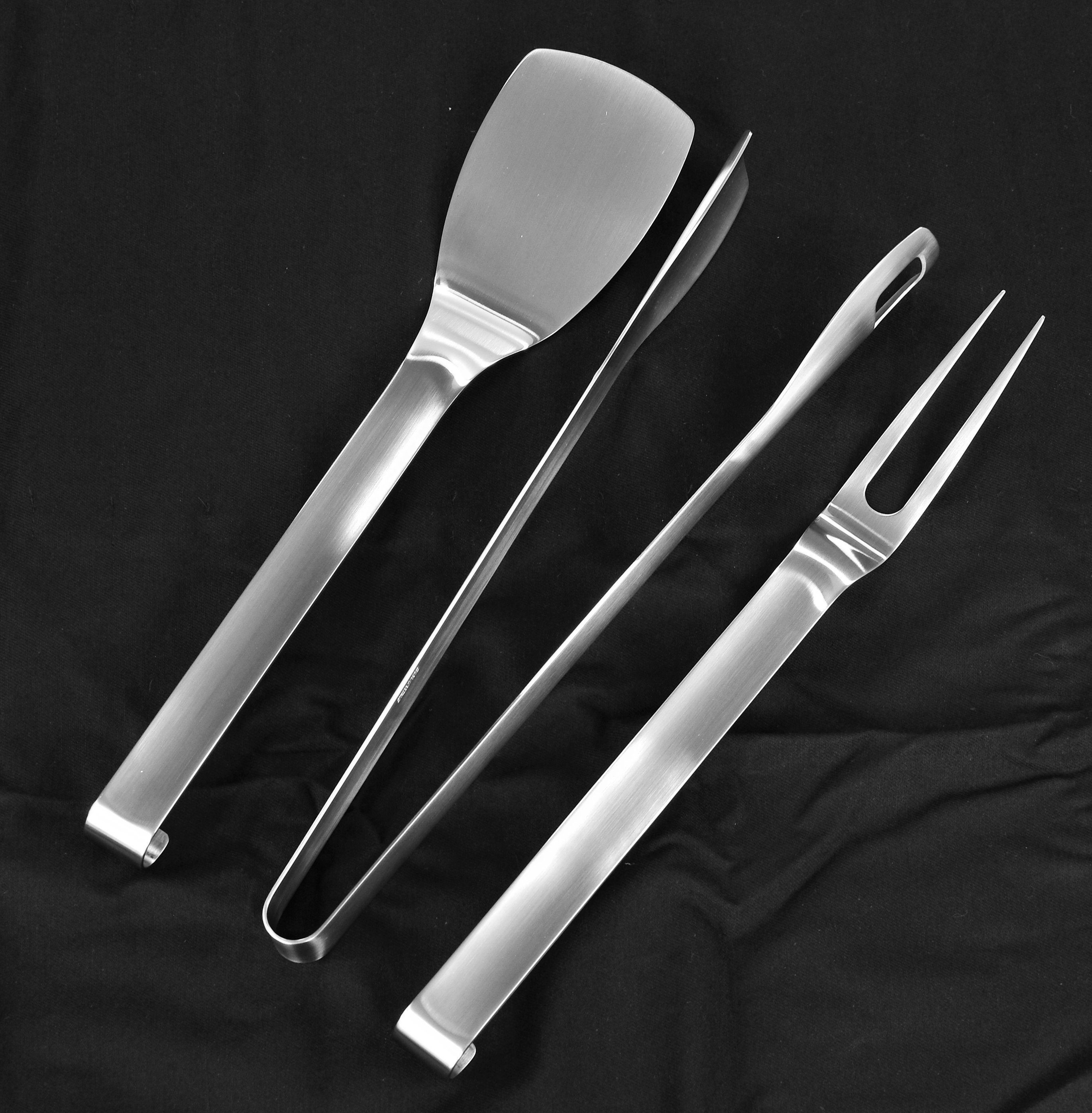 Carl Mertens Grillbesteck-Set tlg. Standard Zange, Wender), Gabel, (Schürze, Mano, 4 Grillset Grillbesteck