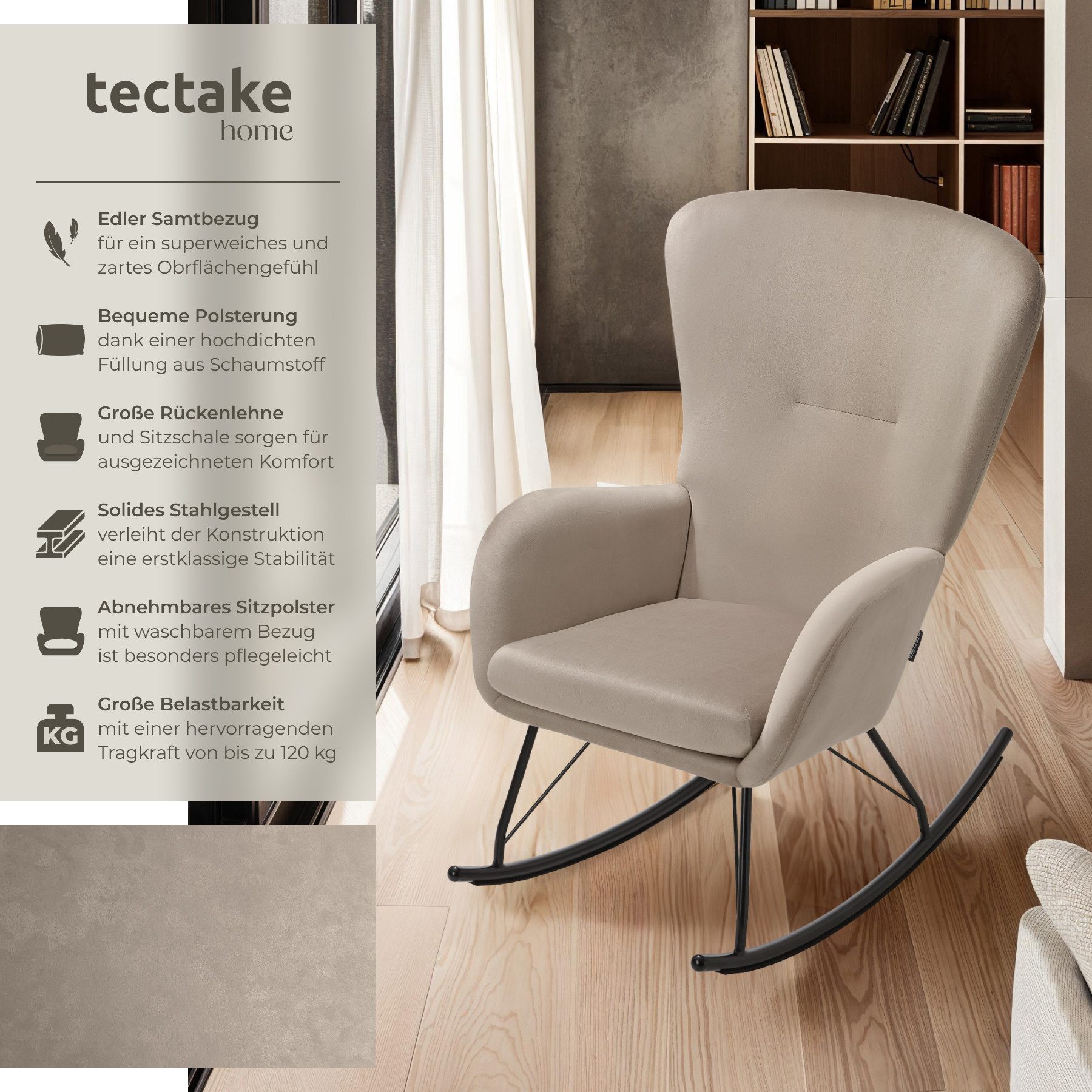 tectake Schaukelstuhl Relaxsessel Swing mit Stahlkufen günstig online kaufen