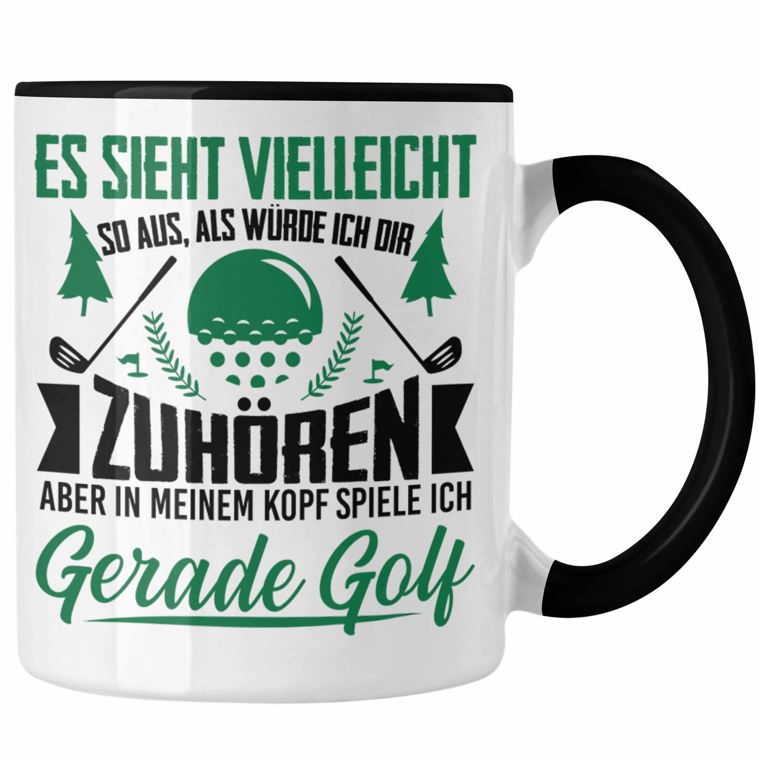 Trendation Tasse Trendation - Golfer Geschenk Golf Tasse mit Spruch - Kaffeetasse für Golfer Geschenkidee Schwarz