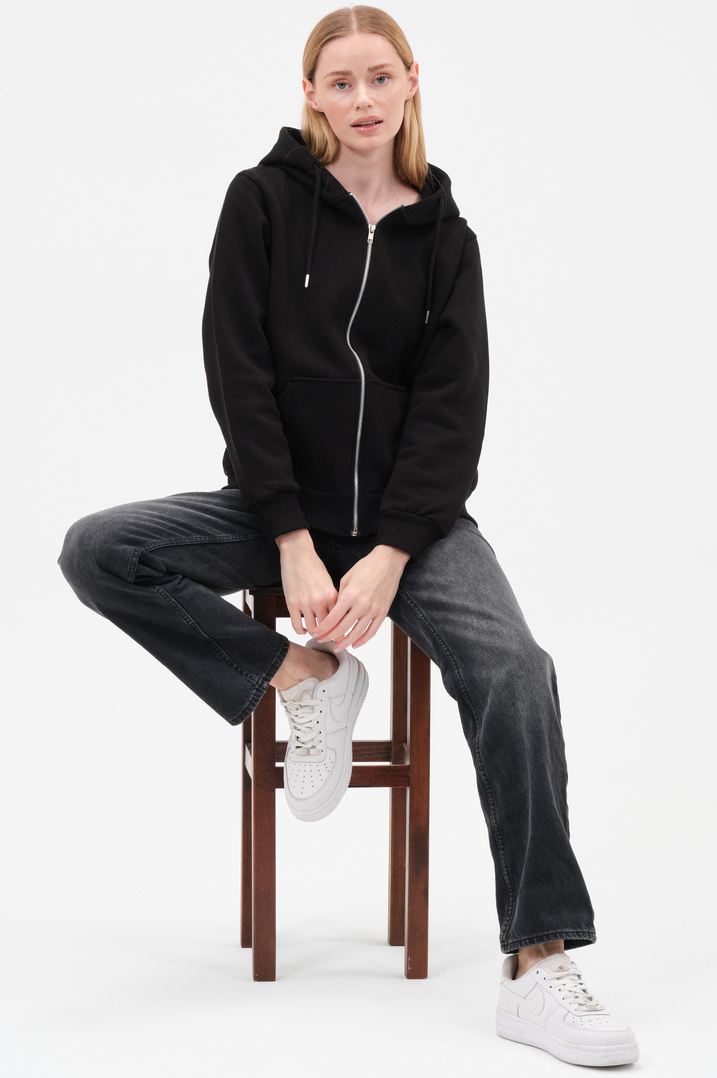 Smith & Solo Kapuzenpullover Damen - Sweatshirt mit Reißverschluss Zipper Hoodie Kapuzensweatjacke