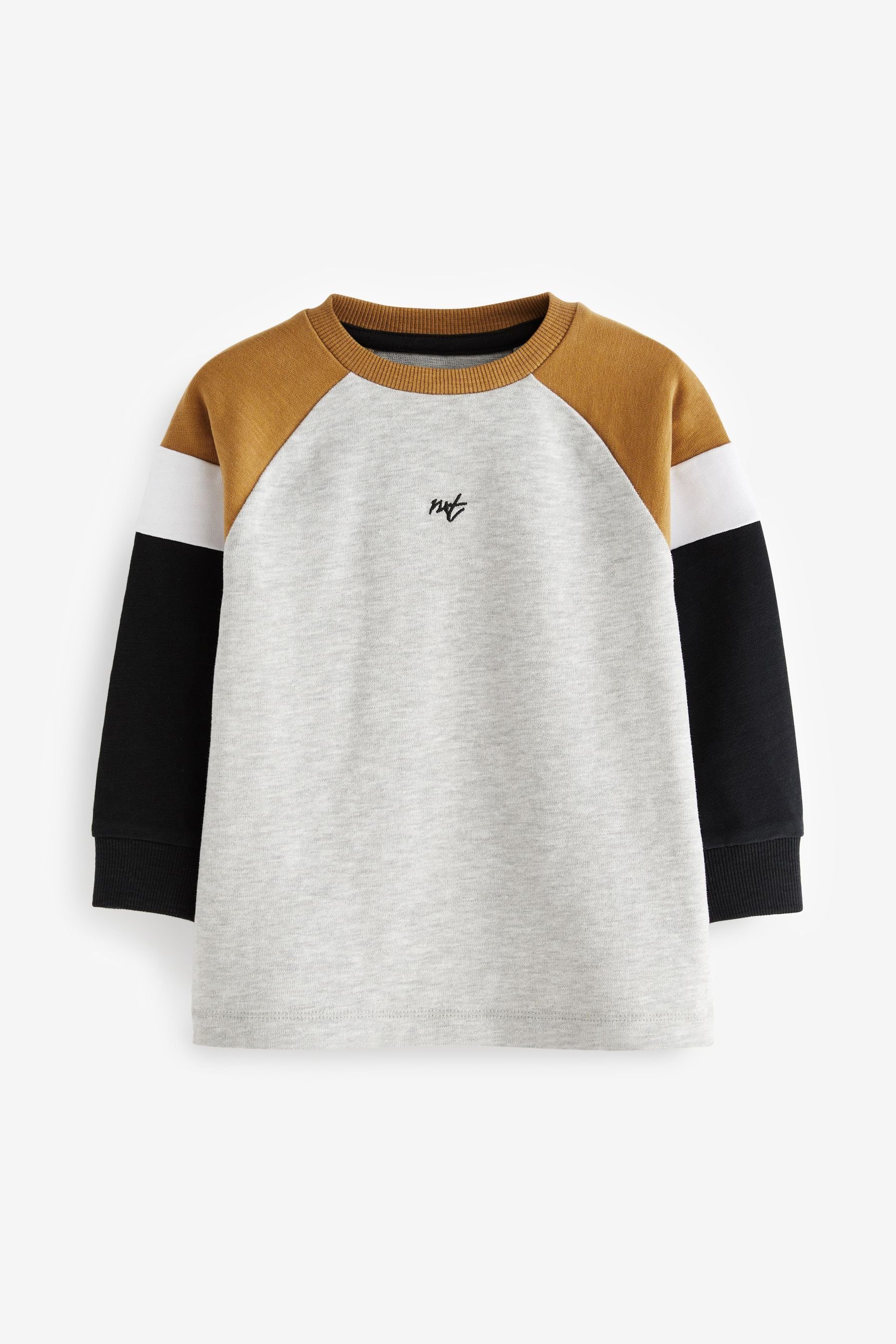 Next Langarmshirt Gemütliches Langarmshirt mit Farbblockdesign (1-tlg) Grey Mono | Shirts