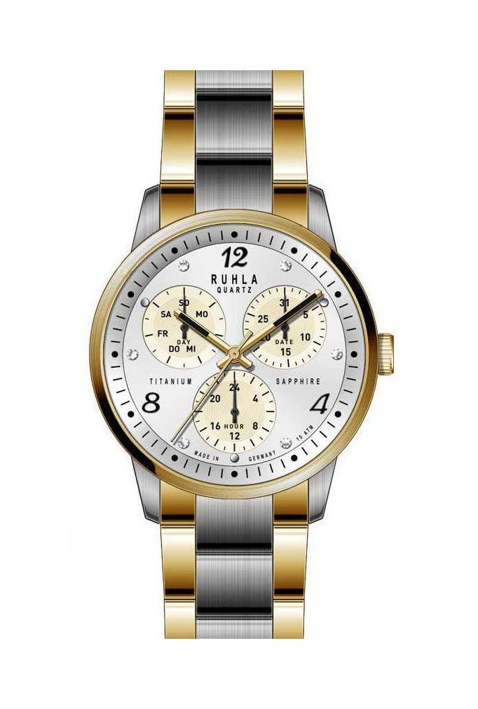 UMR Ruhla Quarzuhr Classic Titan Damenuhr, 35 mm, Bicolor Titanband, 28142, Made in Germany