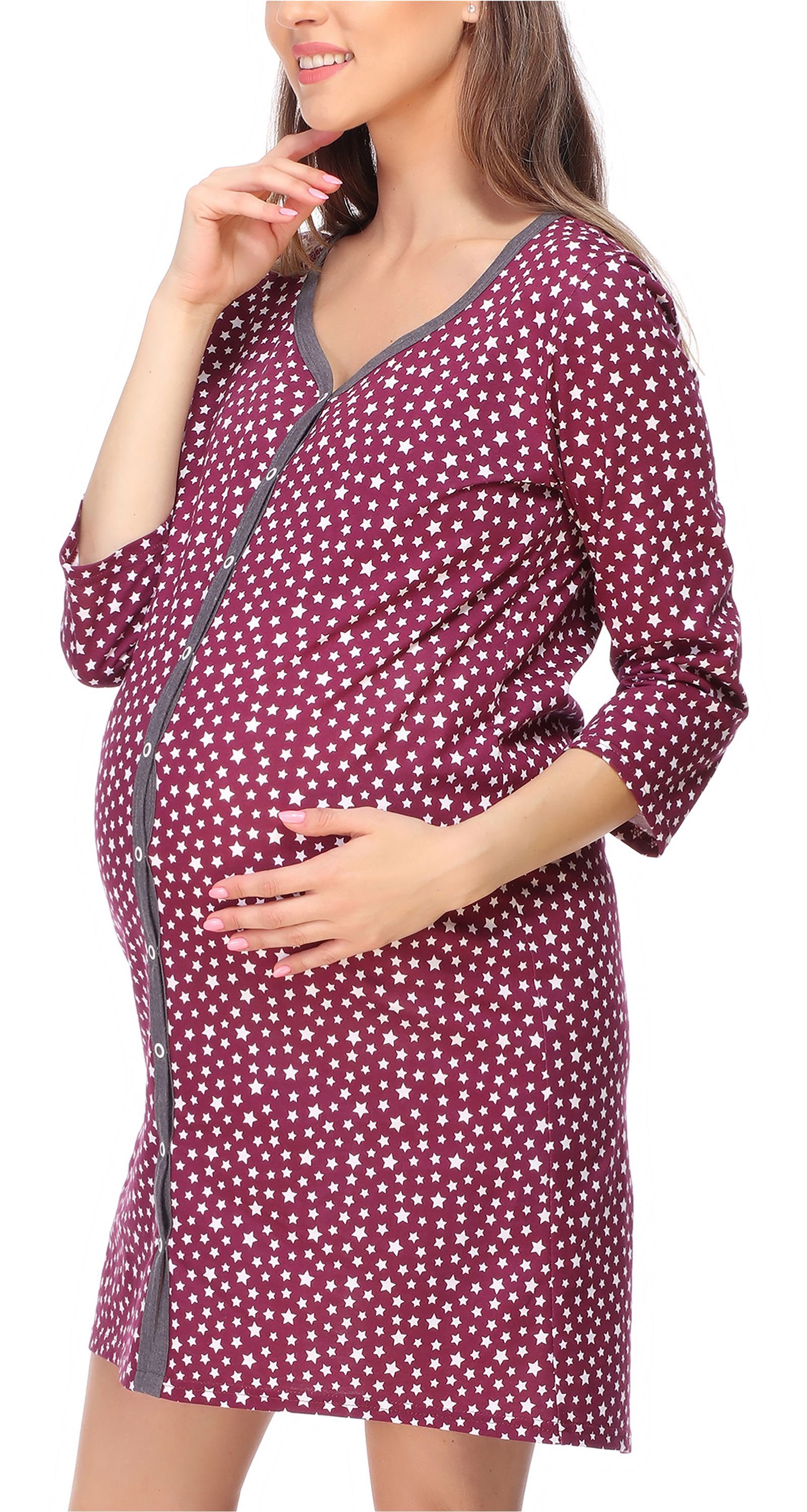 Be Mammy Umstandsnachthemd Damen Umstands Nachthemd 3/4 Arm mit Stillfunkti günstig online kaufen