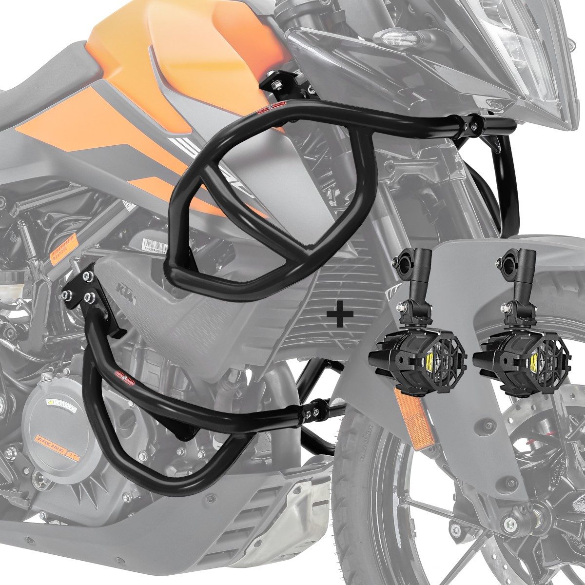 Motoguard Motor-Schutzhülle Set Sturzbügel + Scheinwerfer für KTM 390 Adventure 20-24 schwarz