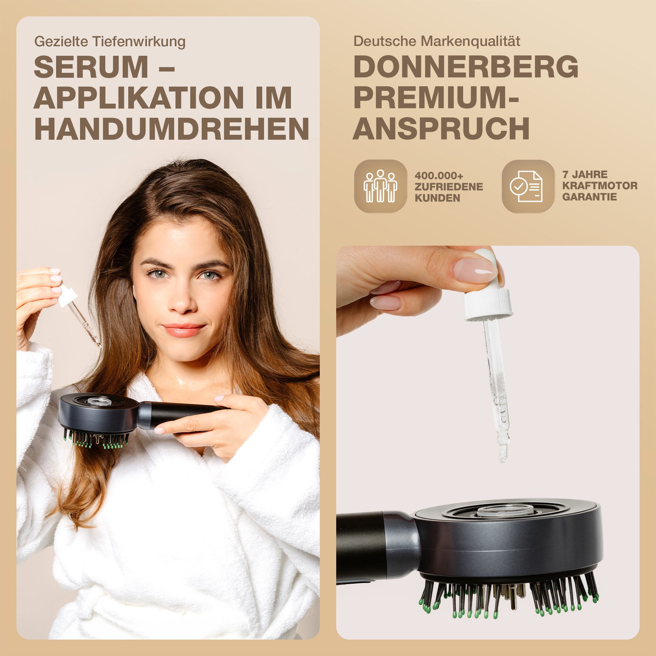 Donnerberg Massagegerät MIO KM-067 Grau, 3D-Kopfmassage mit Rotlicht + Ölanwendung
