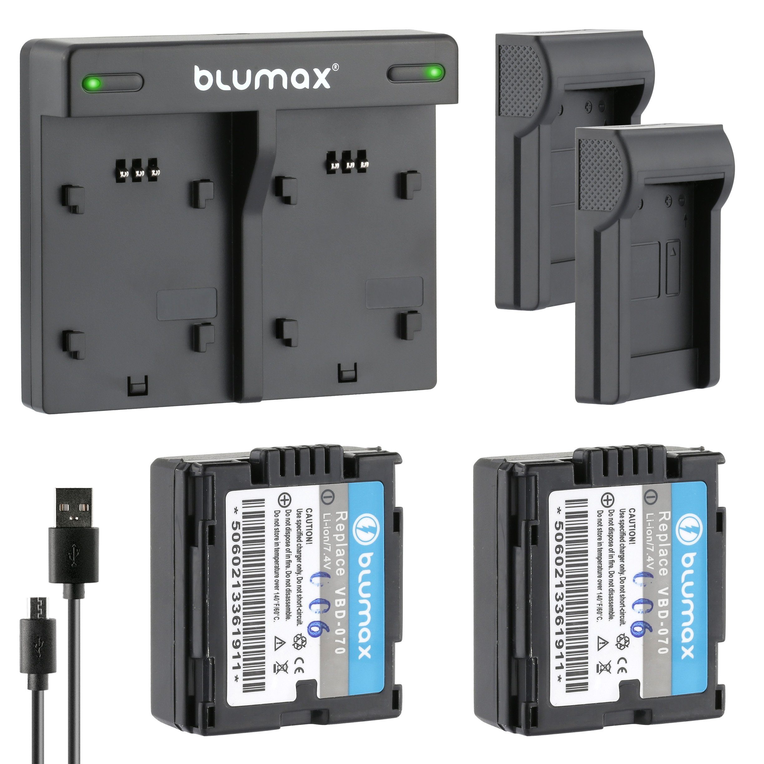 Blumax Set mit Lader für Panasonic VBD-070 700 mAh Kamera-Akku