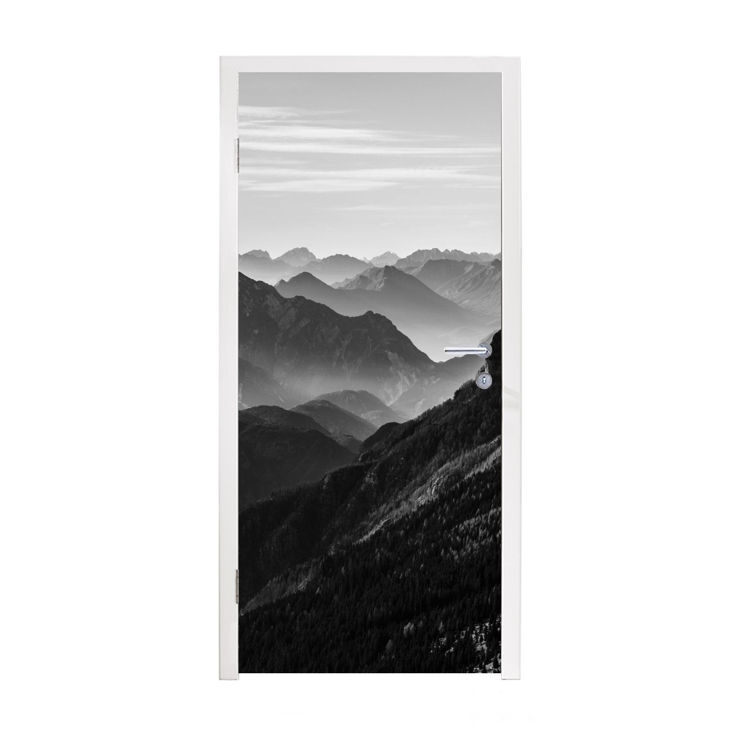 MuchoWow Türtapete Berge - Natur - Nebel, Matt, bedruckt, (1 St), Fototapete für Tür, Türaufkleber, 75x205 cm