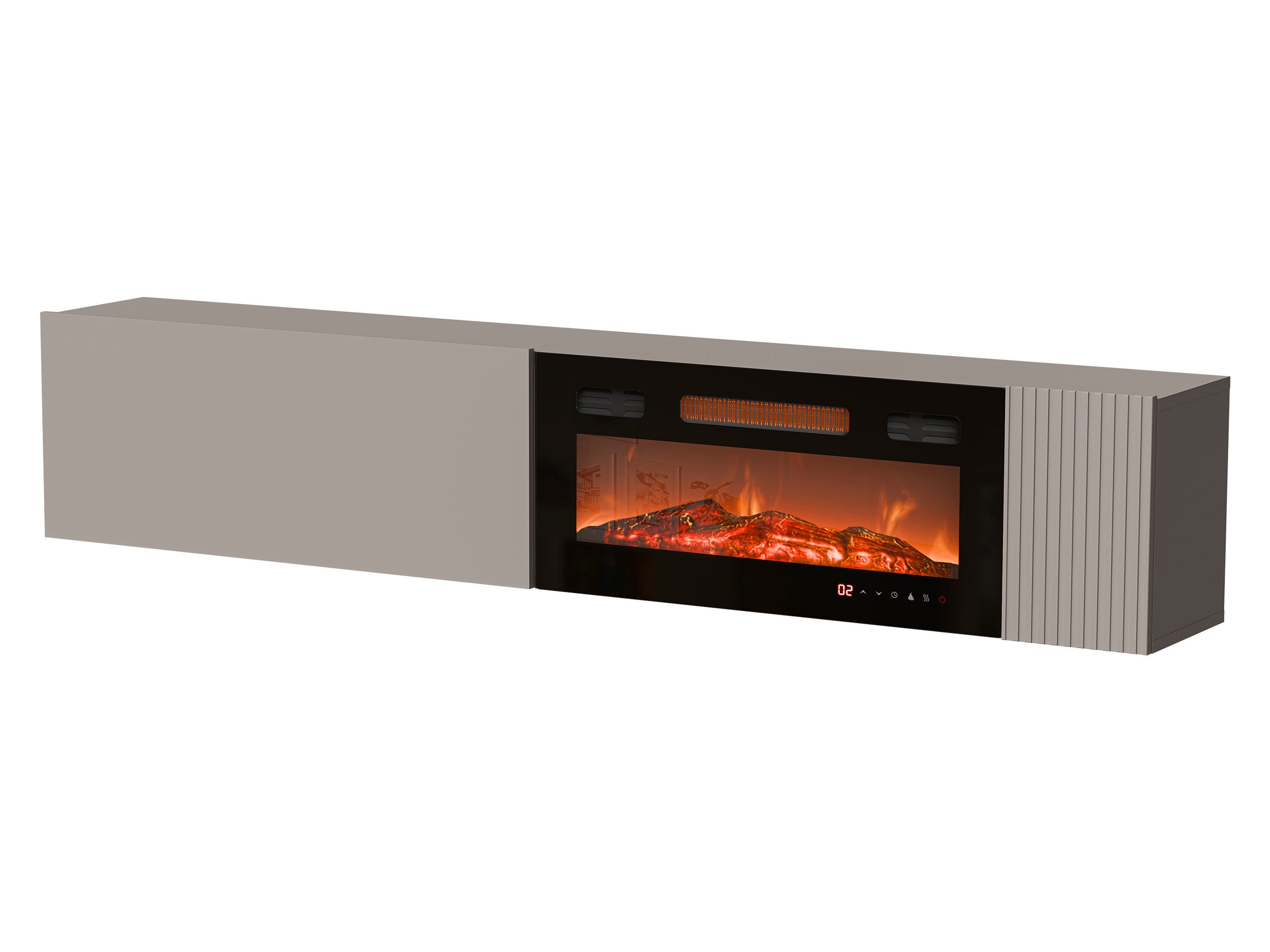 MIRJAN24 TV-Schrank Capital 200 EF mit Kamin (mit Drehtür und Klappe) Realistische LED-Flamme, Gasdruckfeder