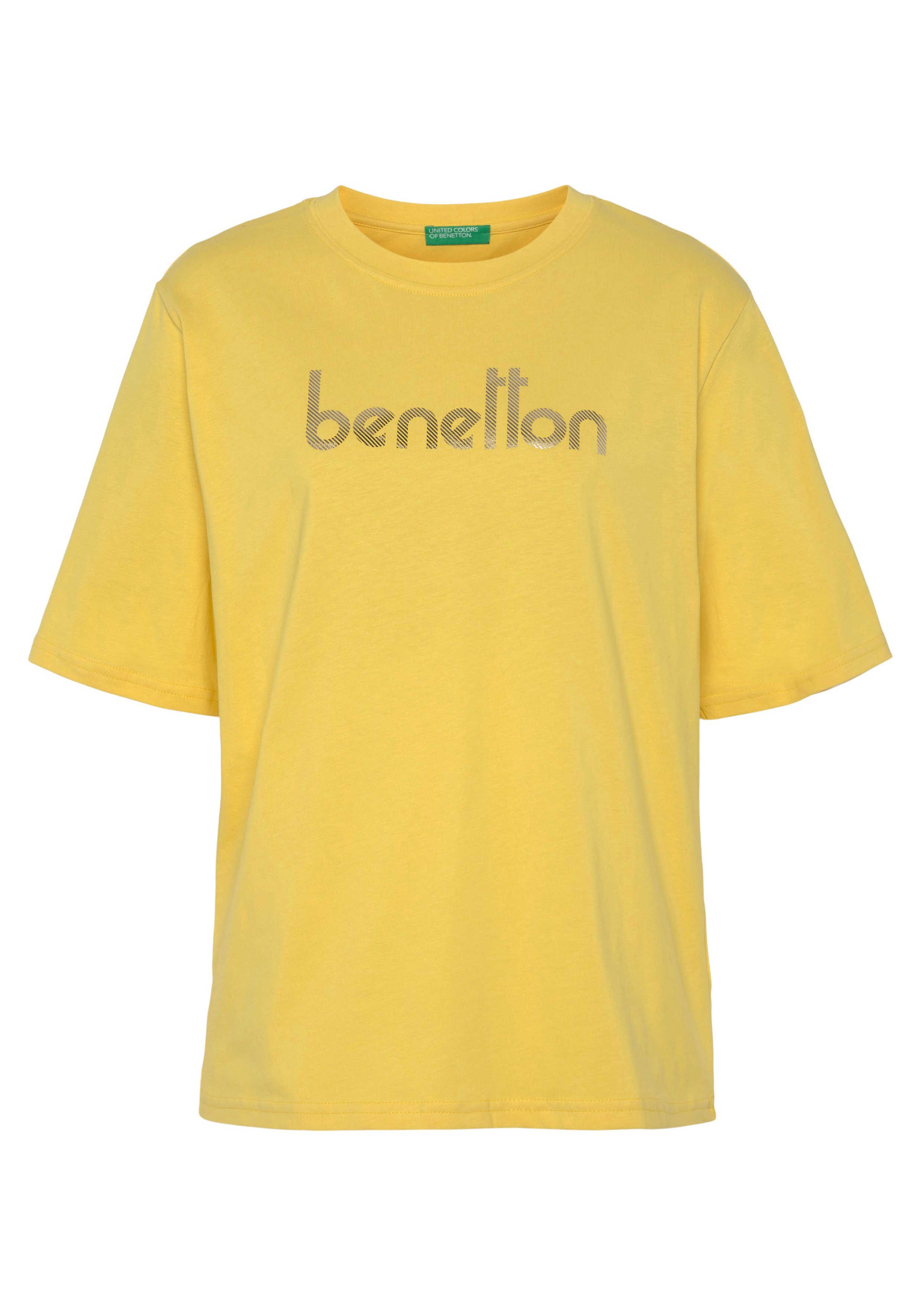 United Colors Benetton T-Shirt of der Logodruck Brust mit auf gelb