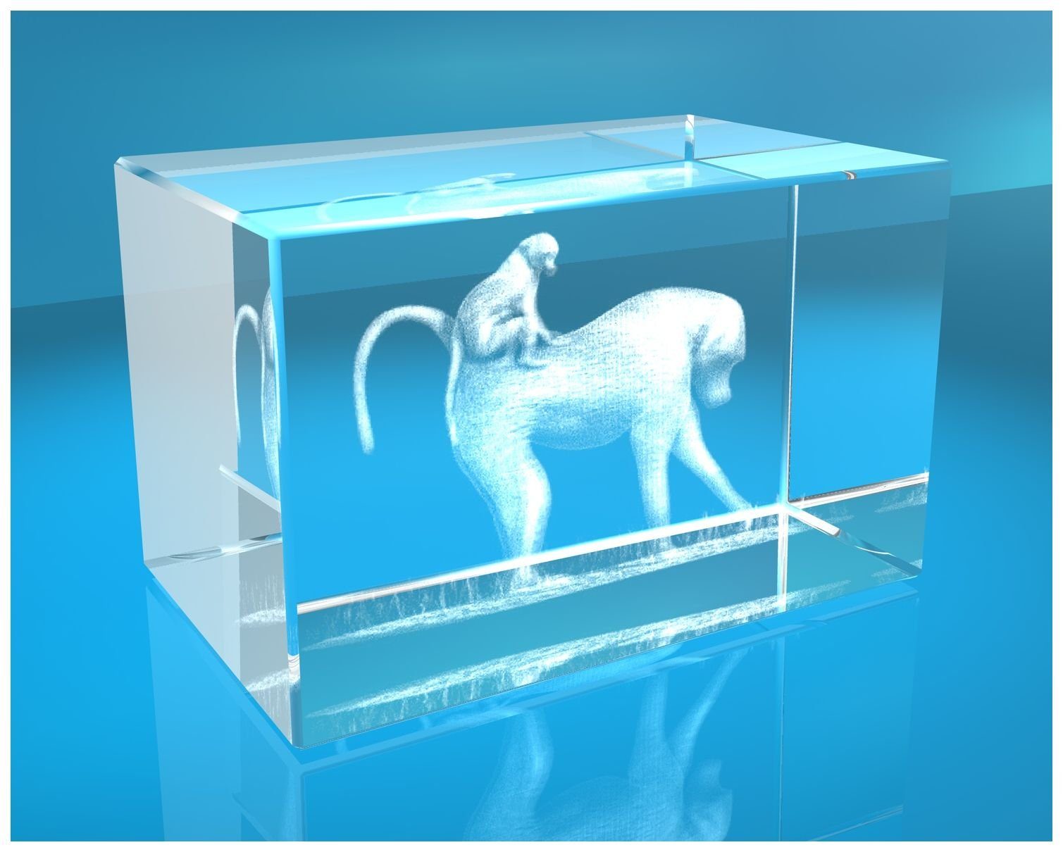 Affen, in VIP-LASER Germany, Motiv: Made Familienbetrieb Dekofigur Hochwertige Glasquader 3D Geschenkbox,