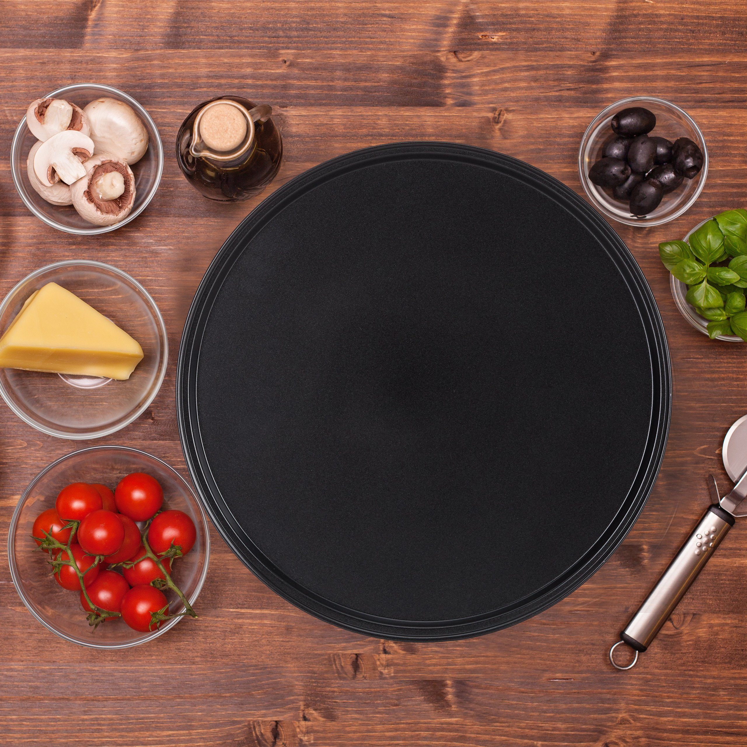 relaxdays Pizzablech rund 2er Set, Stahl