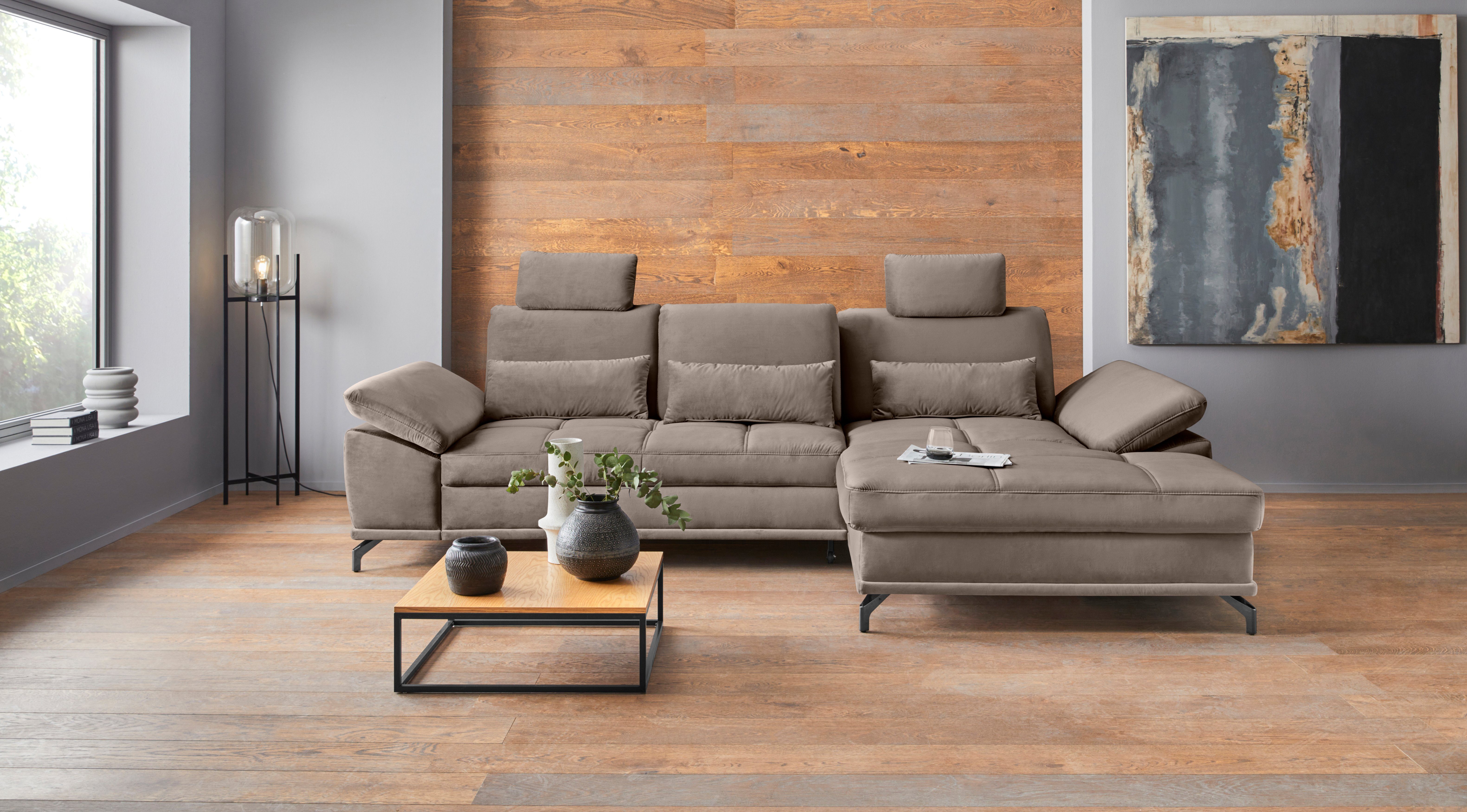OTTO home Ecksofa Costello L-Form, B: 301 cm mit Sitztiefen-, Armteilverstellung &, 3 Nierenkissen, optional Schlaffunktion & Bettkasten