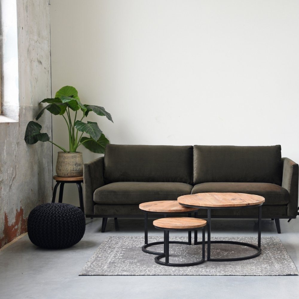 Stuhl Hocker Baumwolle Mabel RINGO-Living Möbel in Schwarz 350x500mm, aus