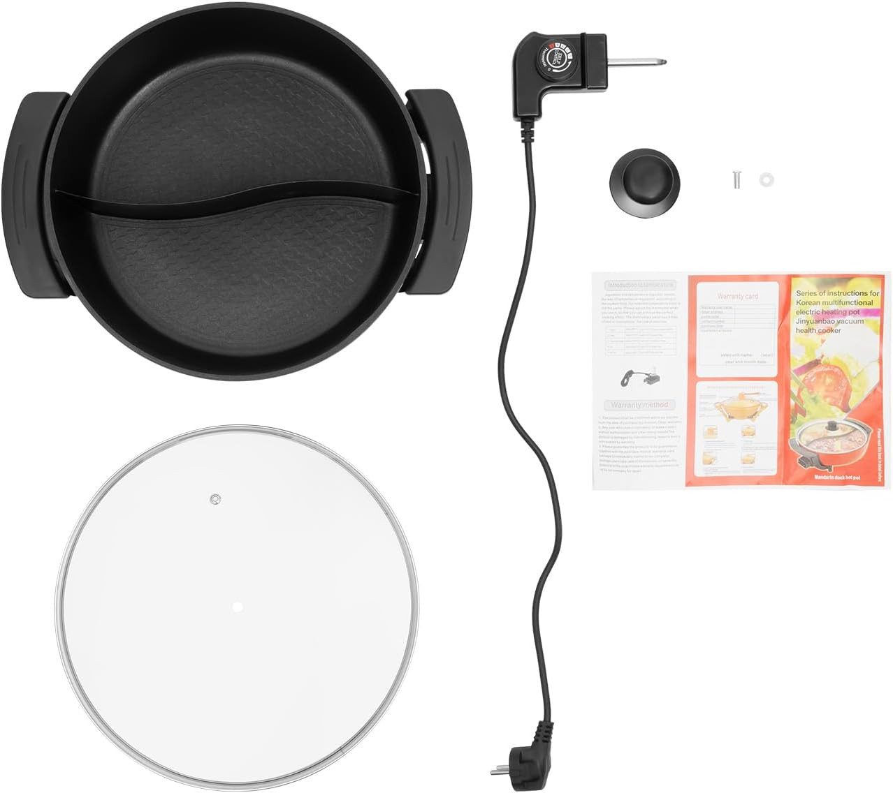 FELIXLEO Elektrische Grillpfanne Hot Pot Elektrisch 6L Doppelseitig Kochtopf mit Trennwand
