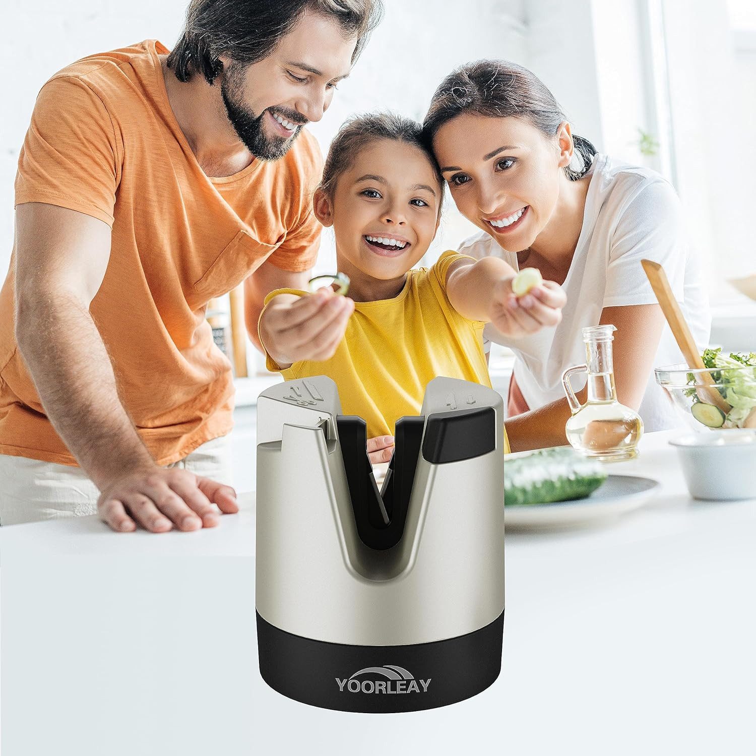YOORLEAY Messerschärfer Gold Messerschärfer - Innovatives Design für Messer & Schere, Automatische Winkelanpassung, schnelles Schärfen in wenigen Zügen – Bild 5 von 5