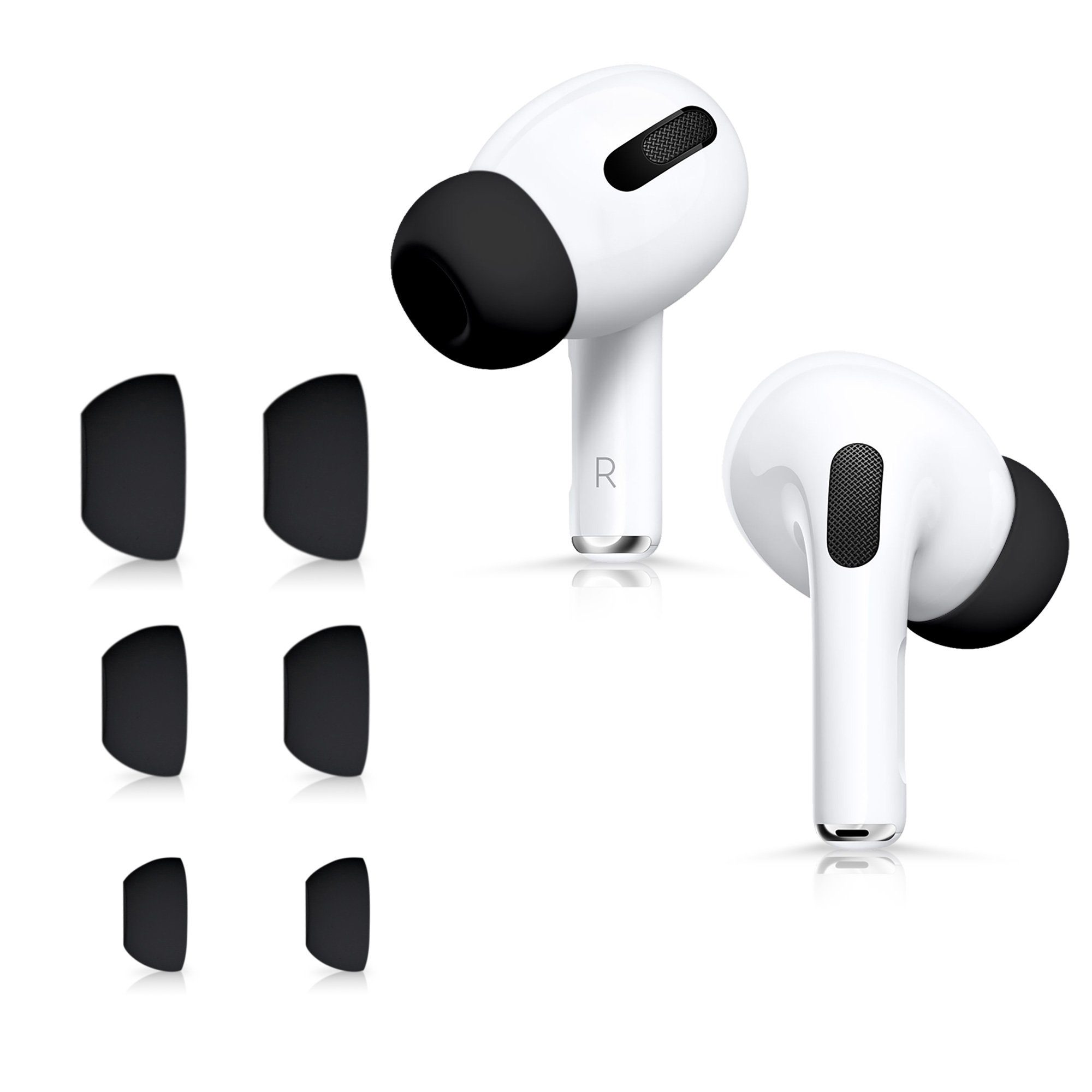 Apple - (3 Ohrstöpsel für Polster Kopfhörer) Ohrpolster Silikon In-Ear 1 Airpods Größen Schwarz 6x Pro 2 Pro kwmobile /