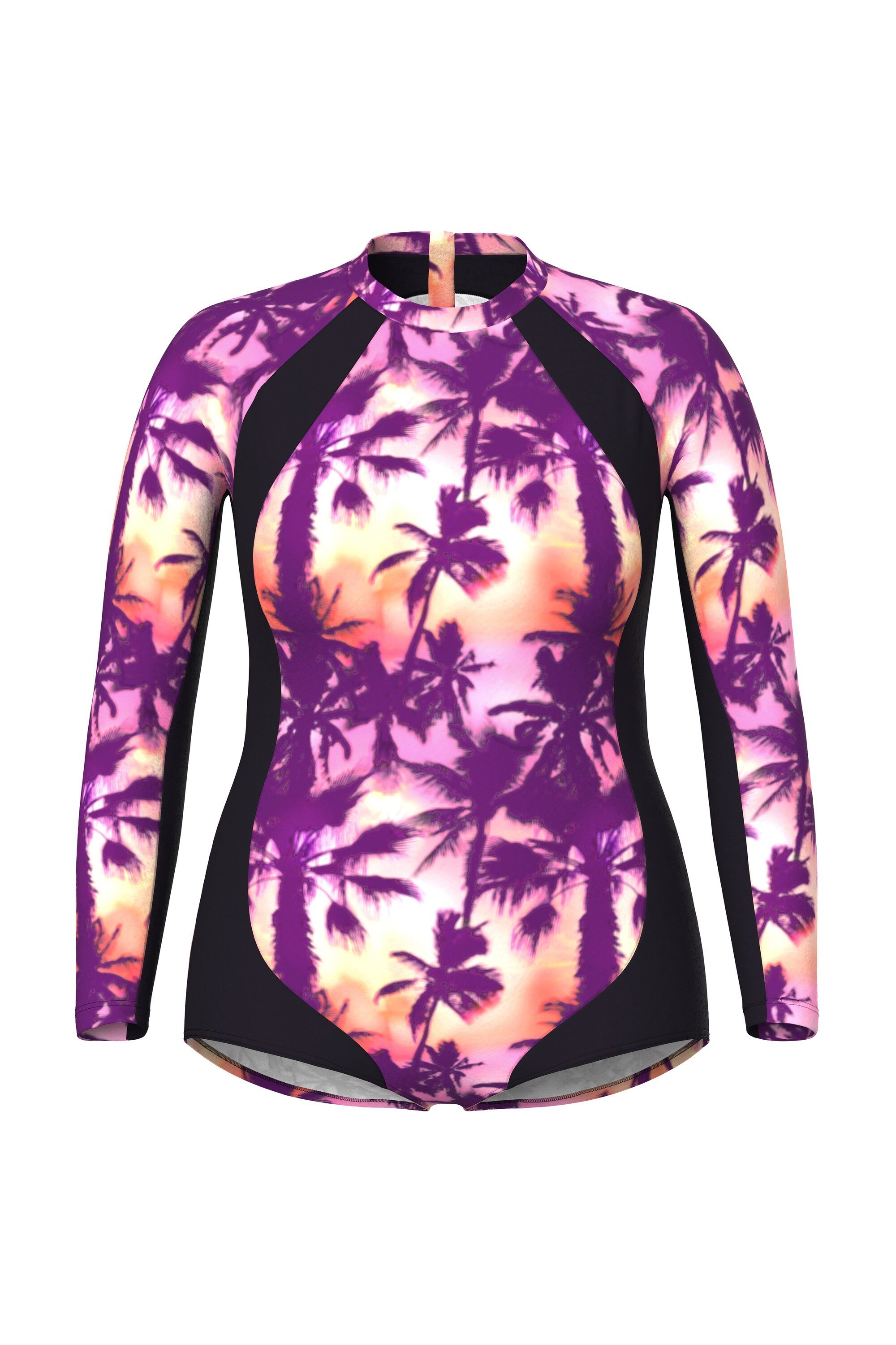 Ulla Popken Badeanzug Badeanzug Langarm ohne Softcups Zipper recycelt günstig online kaufen