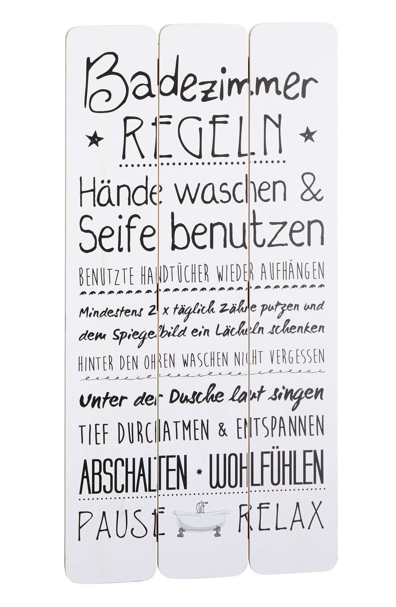 Spetebo Dekoobjekt Plankenschild Badezimmer Regeln - 60 cm (Stück, 1 St., B günstig online kaufen