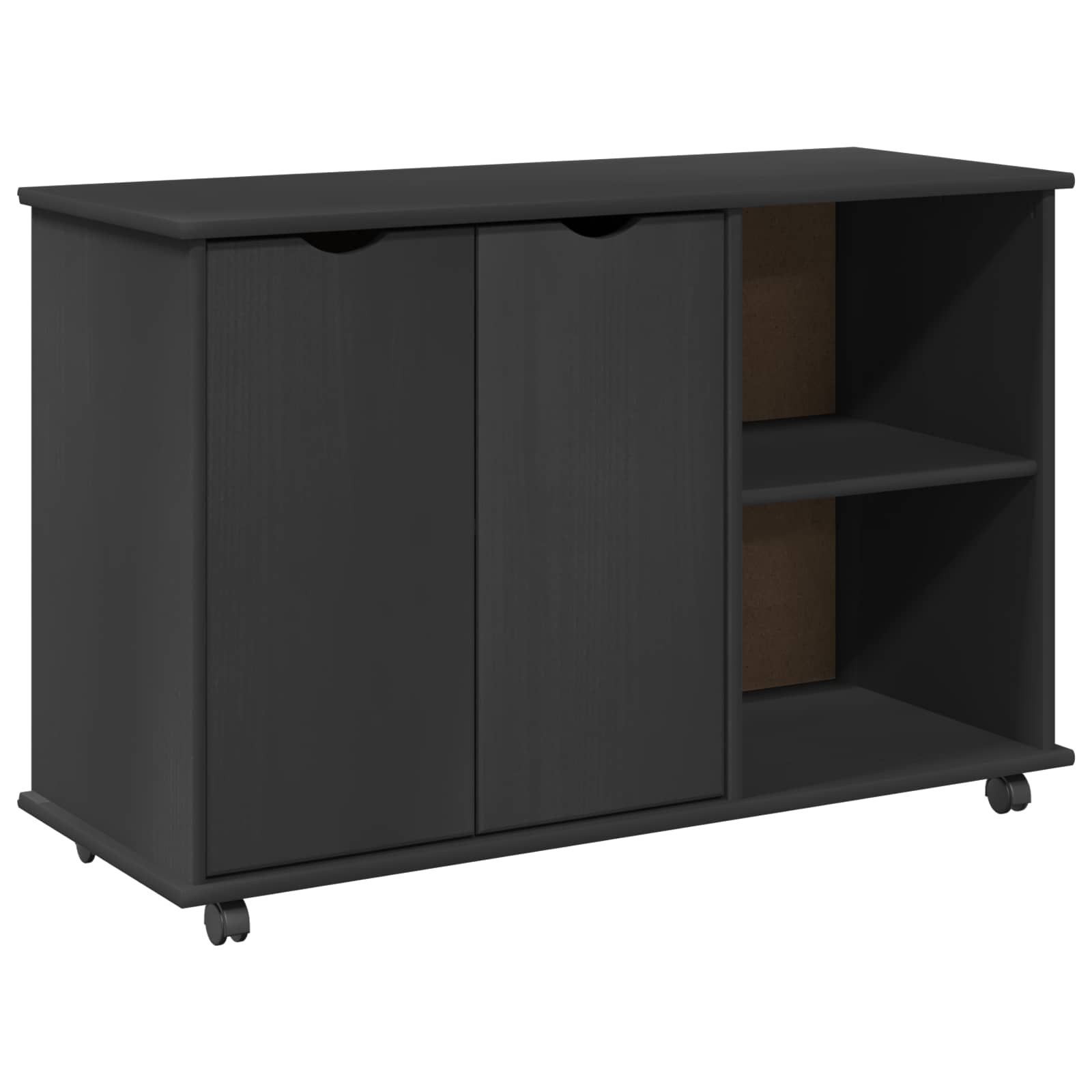 vidaXL Rollcontainer Rollschrank Mit Rad Grau 100 x 39 x 65,5 cm Massivholz Kiefer, (1 St)