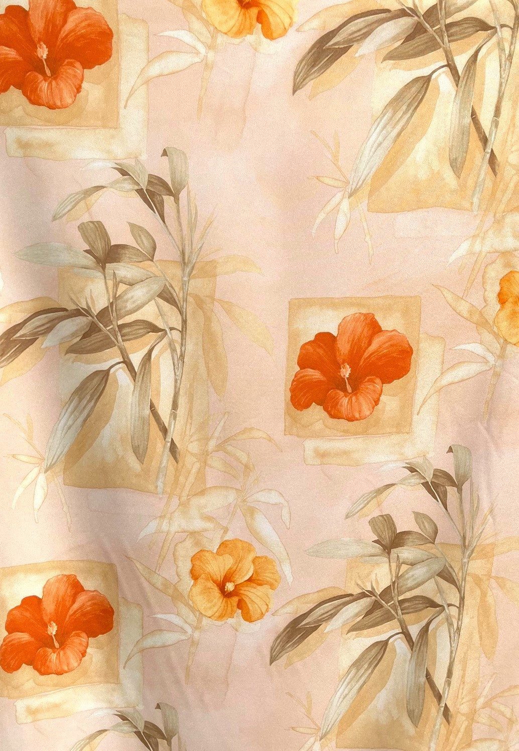 novumfix Meterware Blume orange gemustert, blickdicht, günstig online kaufen