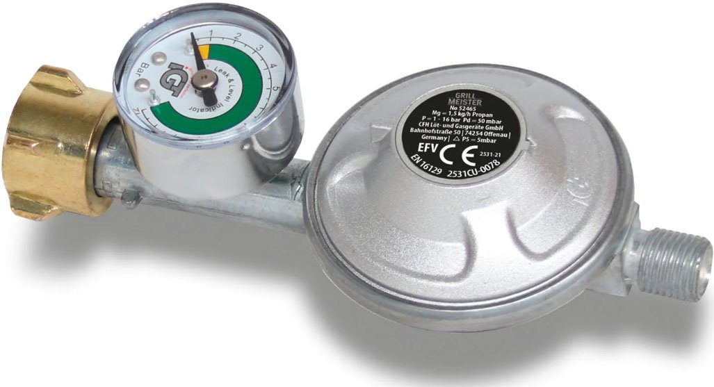 HEADNMORE® Gasgrill Gasdruckregler mit Manometer / Niederdruckregler für  Gasgrill