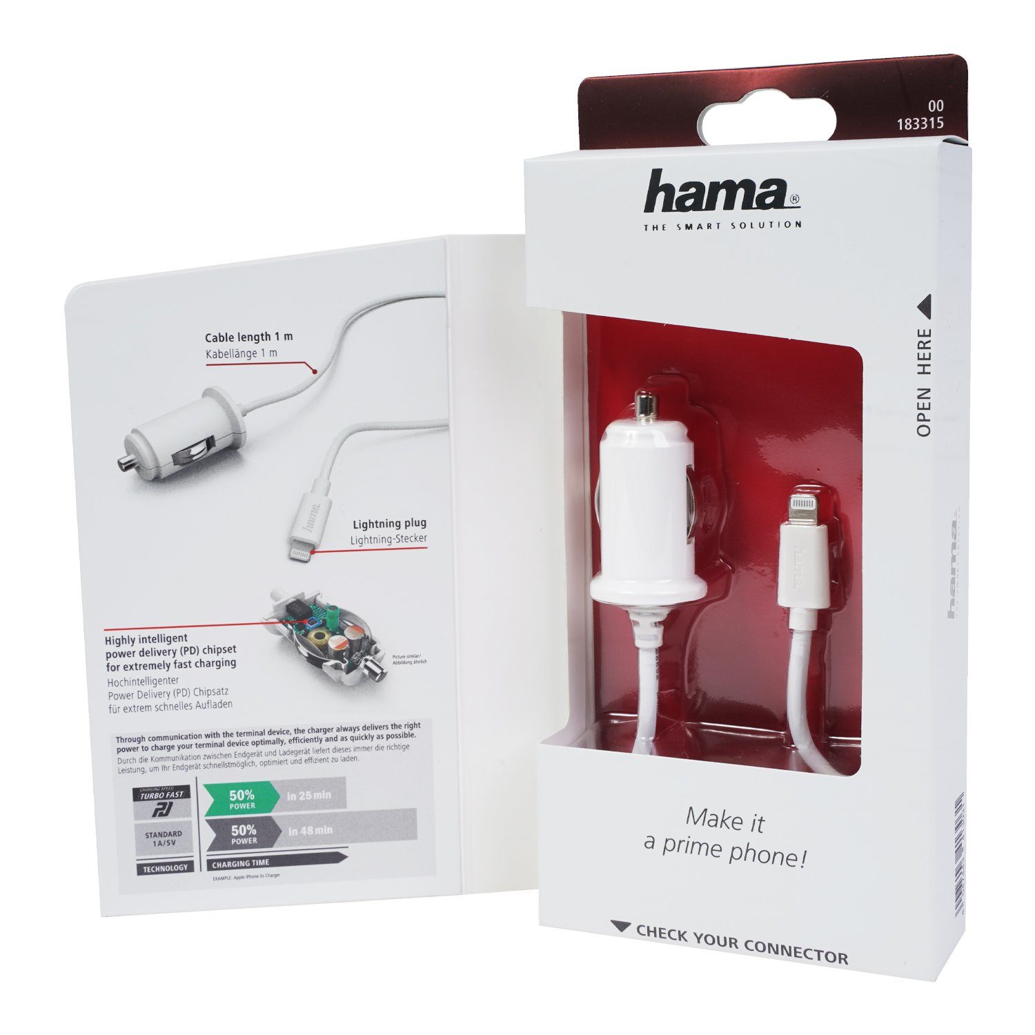Hama KFZ Schnell-Ladekabel Lightning 18W USB PD Smartphone-Ladegerät (Lade-Adapter Auto Ladegerät Schnellladung Power Delivery) – Bild 4 von 5