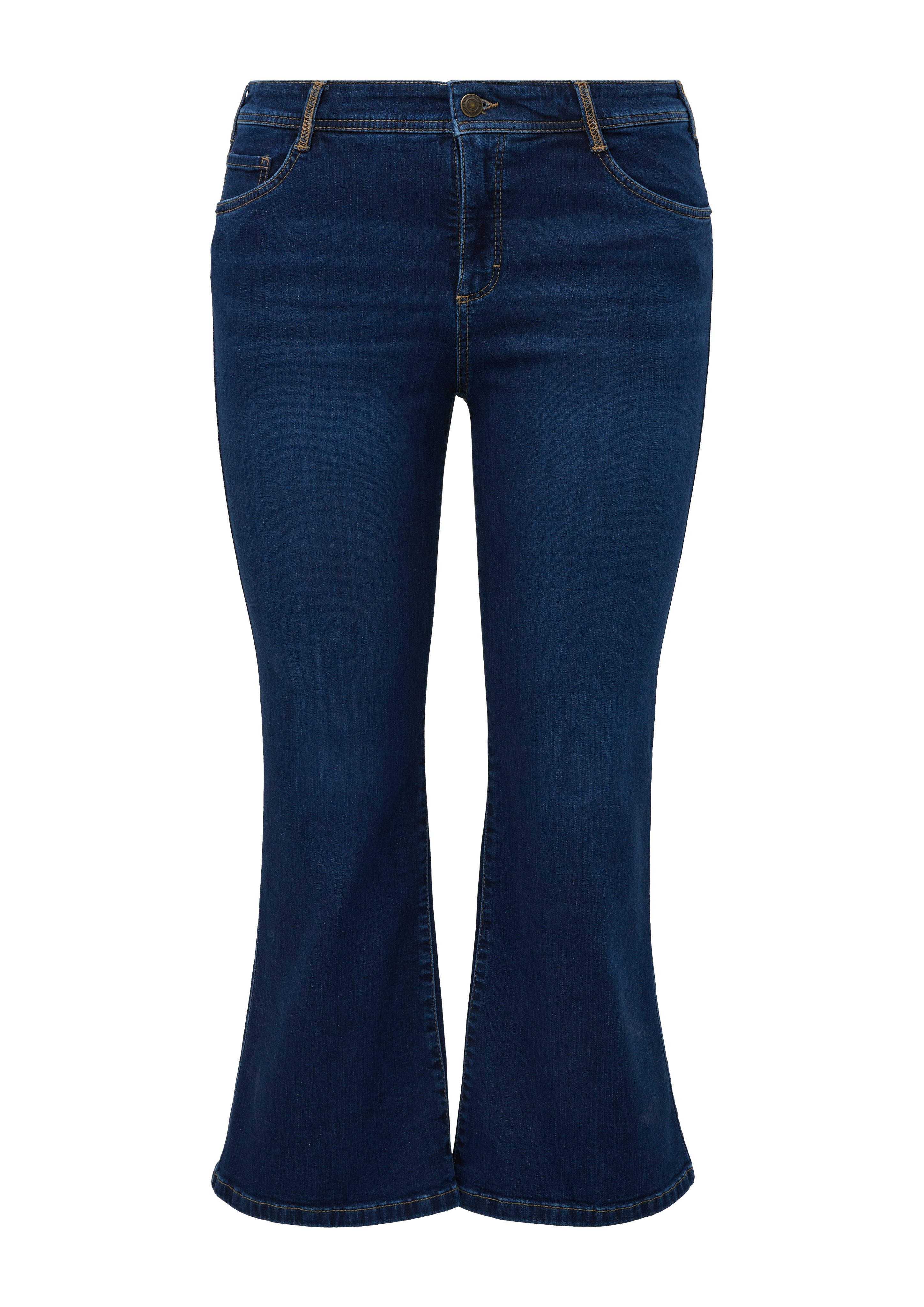 TRIANGLE Stoffhose Skinny: Flared Ankle-Jeans Waschung mit leg