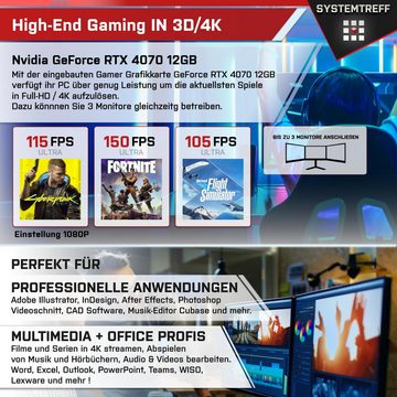 SYSTEMTREFF Gaming-PC-Komplettsystem (27", Intel Core i9 12900KF, GeForce RTX 4070, 32 GB RAM, 1000 GB SSD, Windows 11, WLAN)