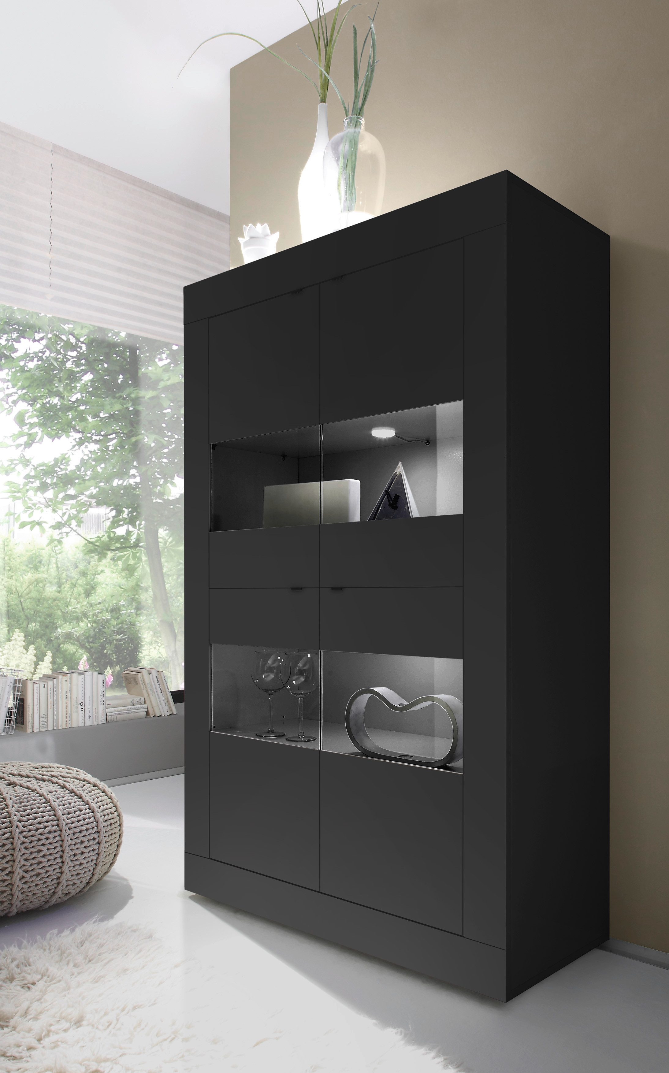 INOSIGN Vitrine Basic Höhe 162 cm, Standvitrine mit 4 Türen - Metallgriffe, günstig online kaufen
