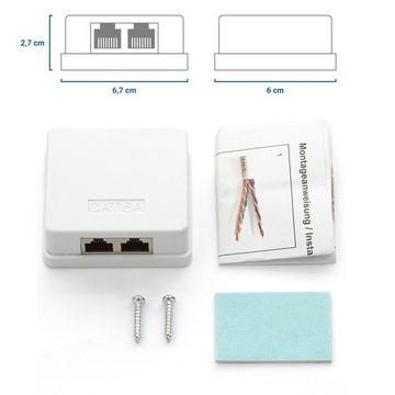 deleyCON deleyCON CAT 6a Netzwerkdose 2x RJ45 Buchse FTP geschirmt Aufputz 1 Netzwerk-Adapter