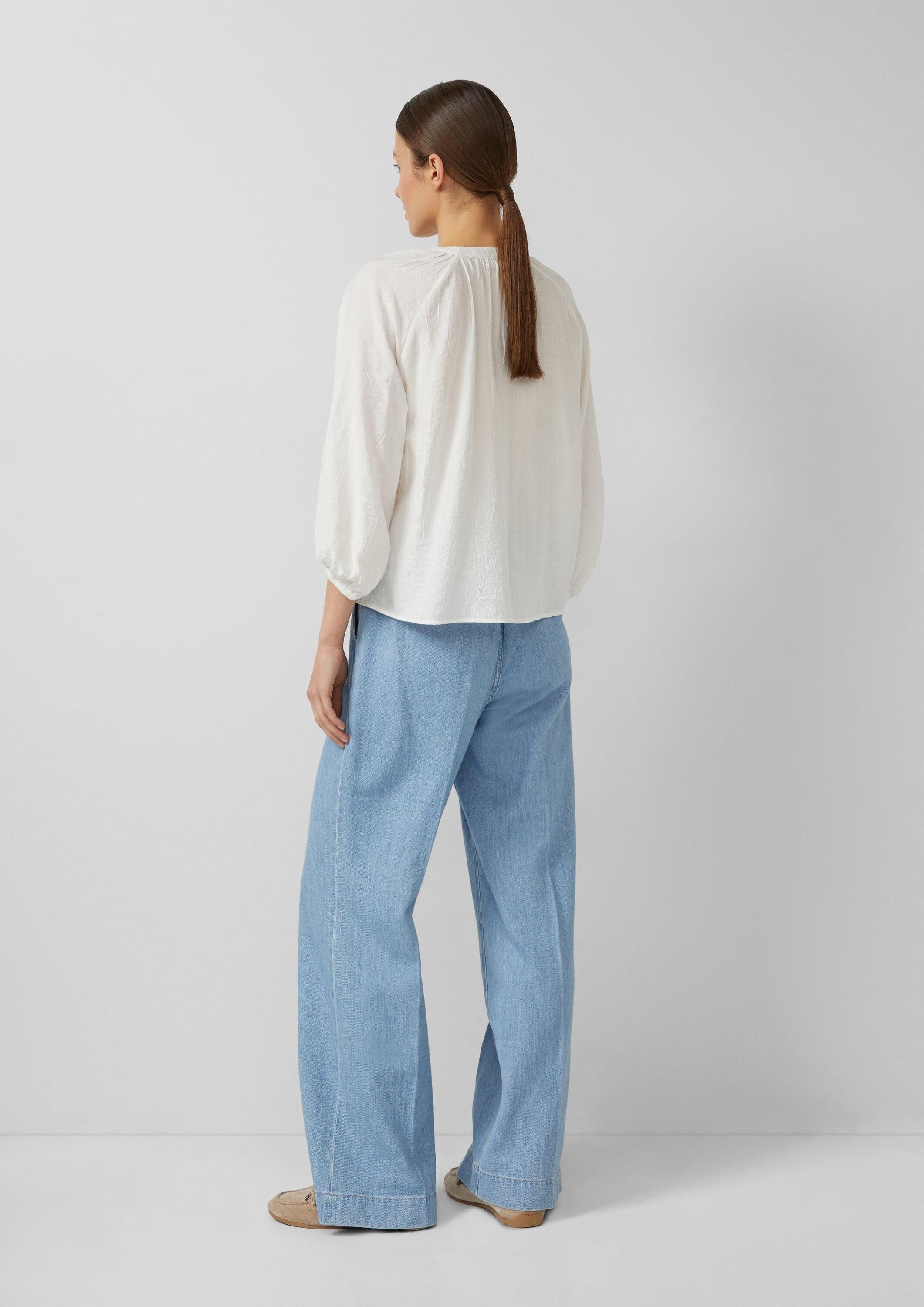 s.Oliver Kurzarmbluse Bluse Strukturierte Bluse mit weitem Ärmel