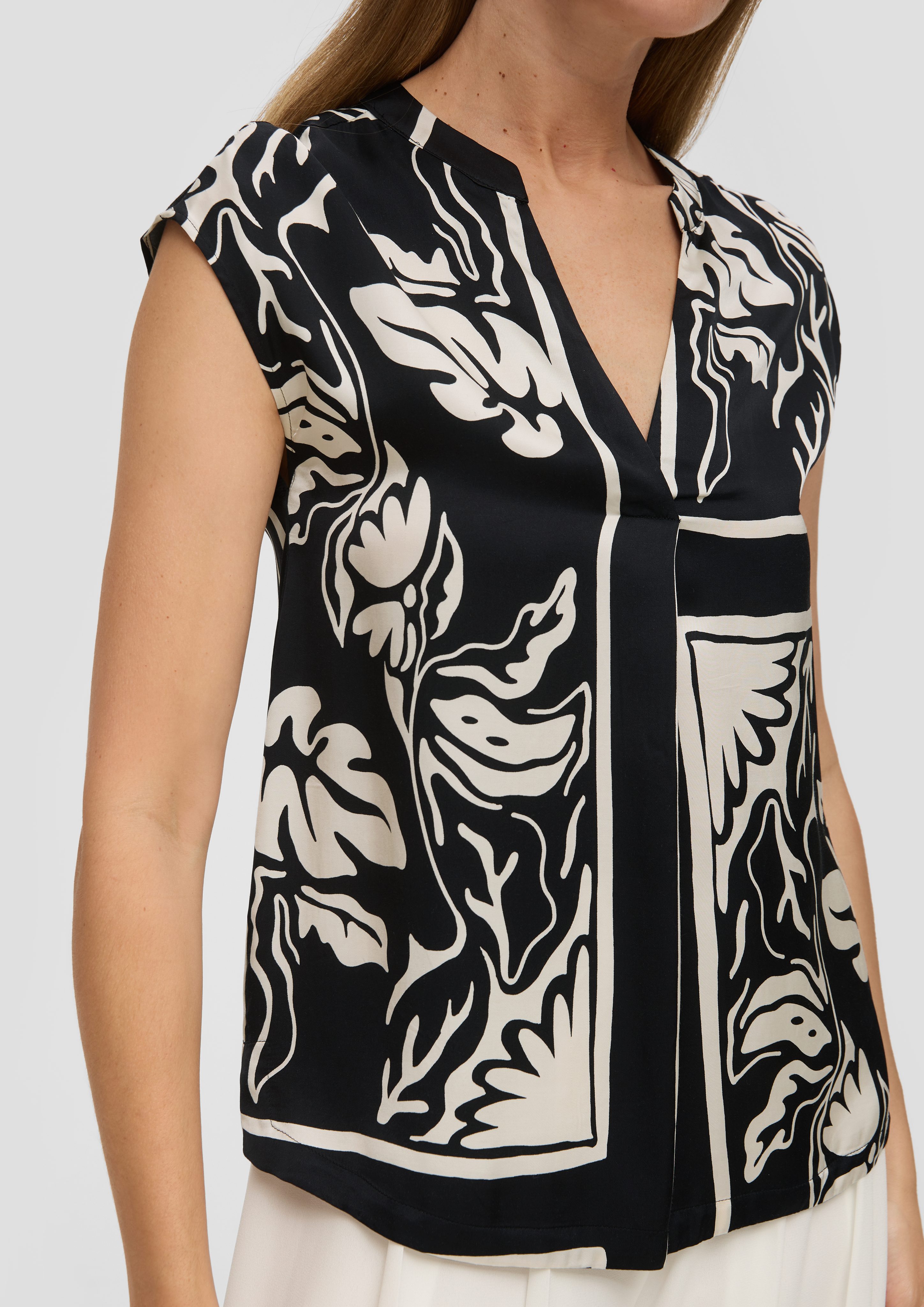 s.Oliver BLACK LABEL Kurzarmbluse Satinbluse ohne günstig online kaufen