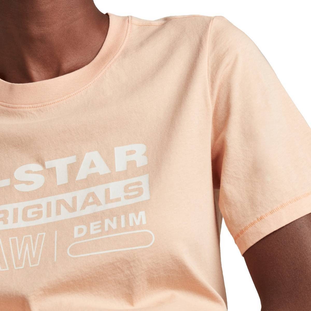 Nougat) RAW T-Shirt G-Star Originals T-Shirt Label Regular Fit Damen Rosa (Peach -