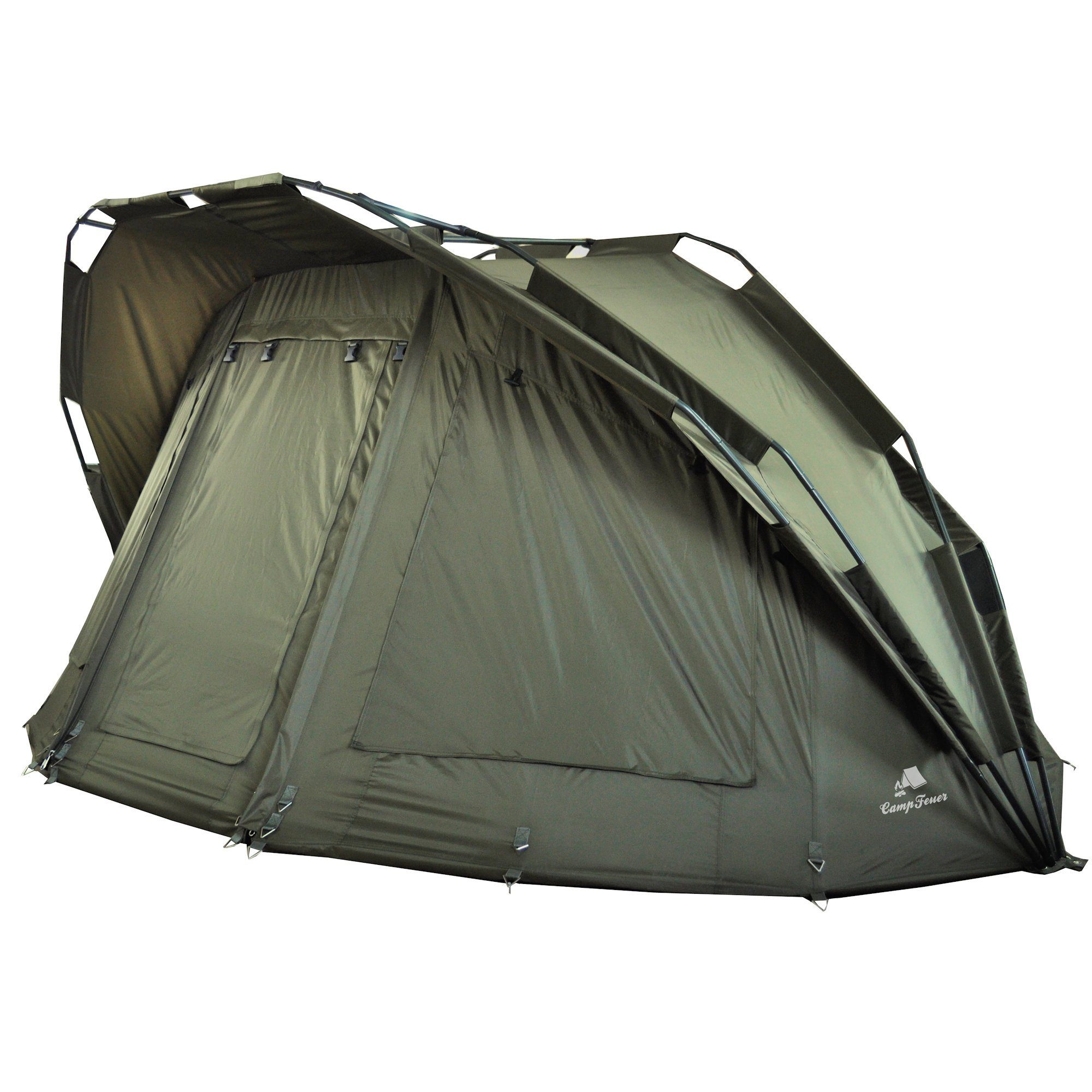 CampFeuer Angelzelt "Hurricane", 2 Mann Karpfenzelt, Bivvy, 10.000mm Wassersäule, Personen: 2