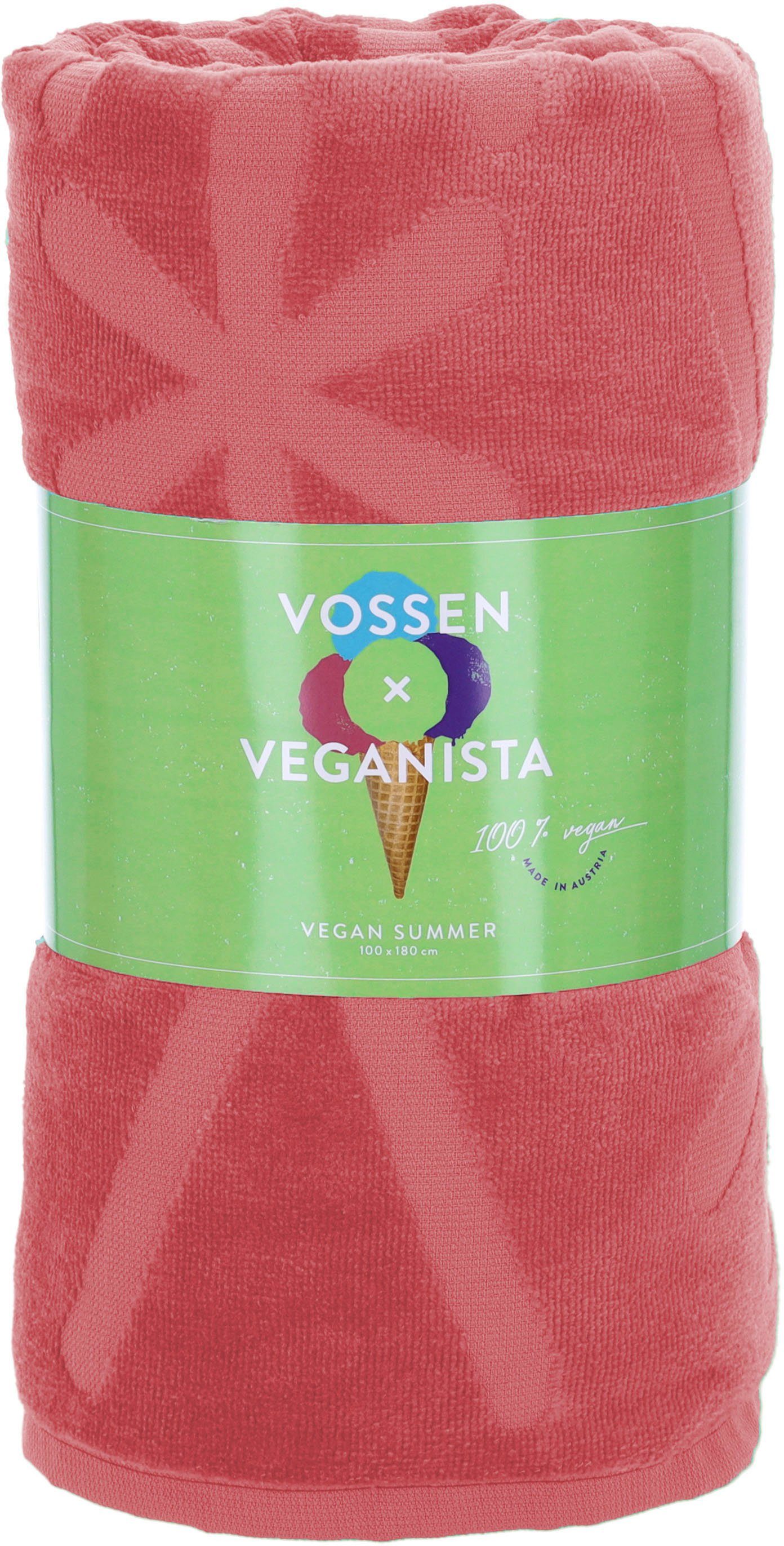 Hoch-Tief Vossen Velours vegan (1-St), Optik Strandtuch summer, strawberrytella in