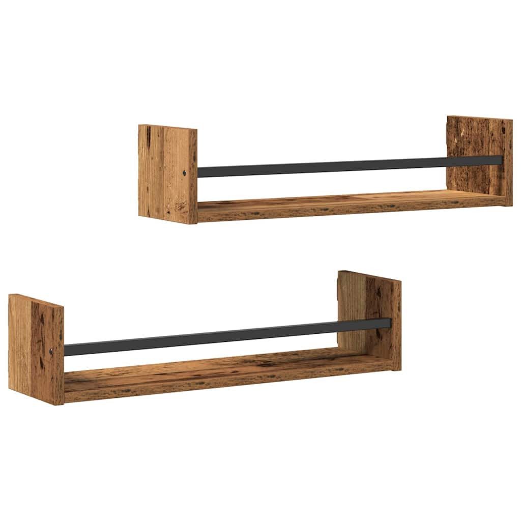 vidaXL Regal Wandregal Wandmontiert 2 pcs Altholz 60 x 16 x 14 cm, 2-tlg. günstig online kaufen