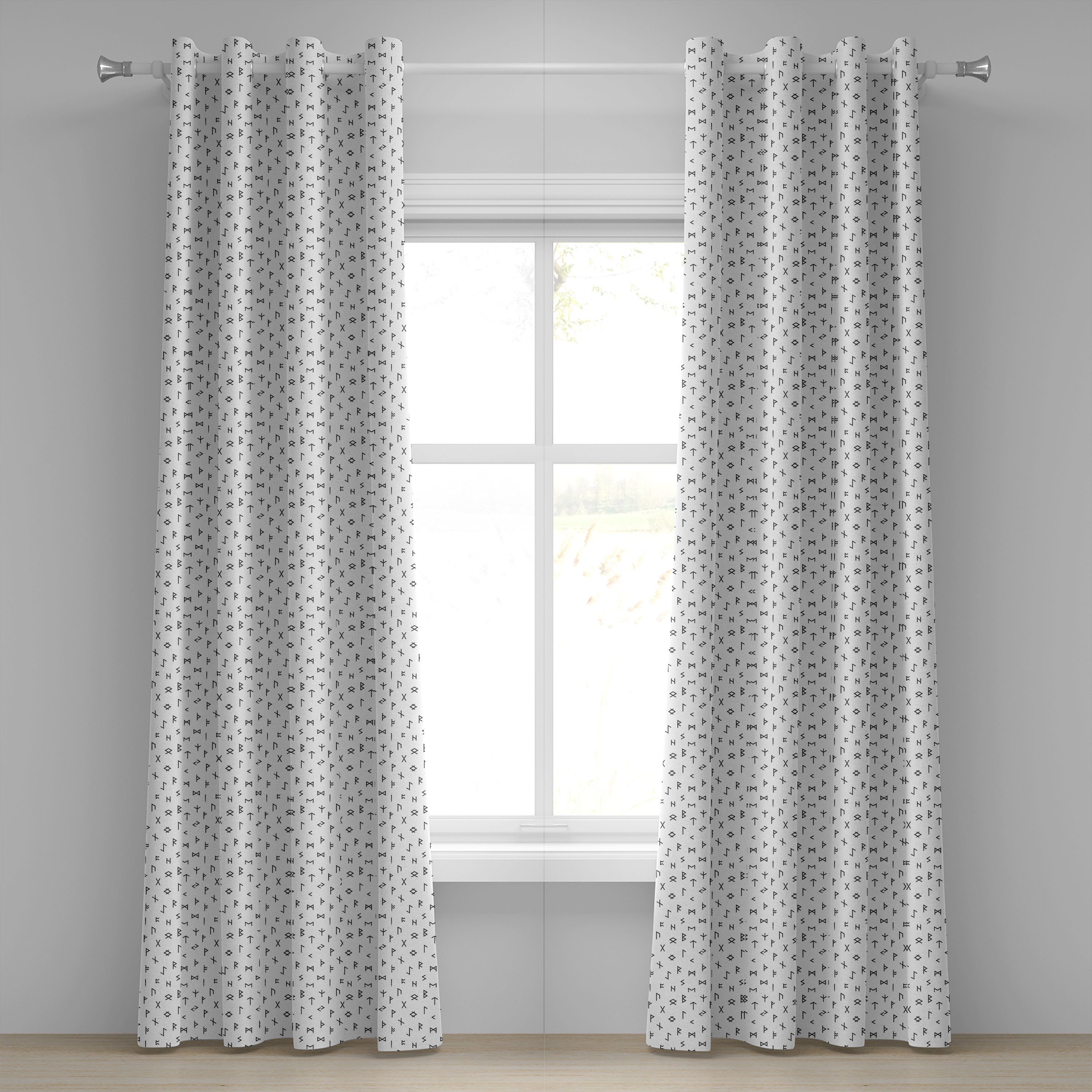 Gardine Dekorative 2-Panel-Fenstervorhänge für Schlafzimmer Wohnzimmer, Abakuhaus, Weiß Anatolian Tribal