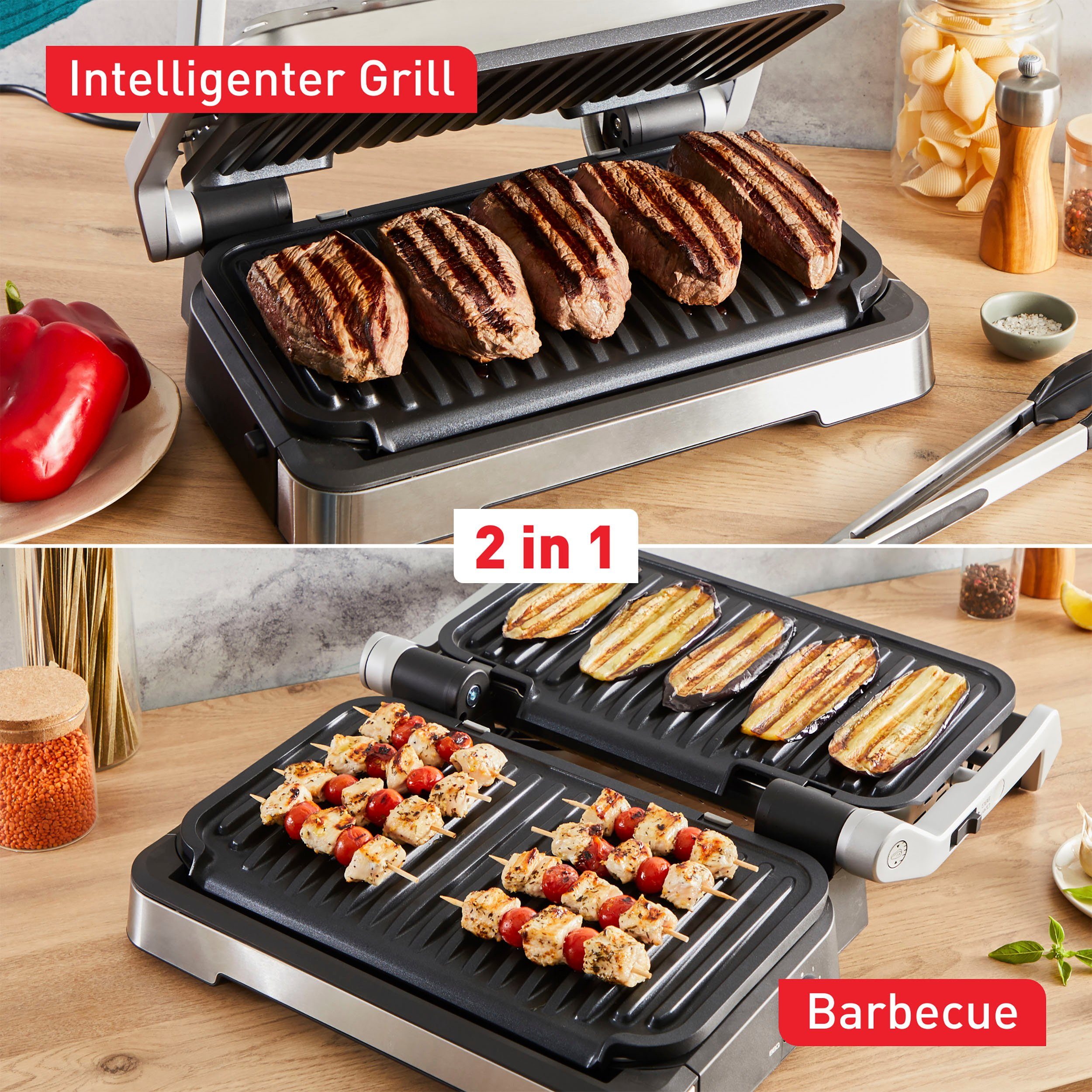 Tefal Kontaktgrill OptiGrill 2in1 XL GC782D, 2200 W