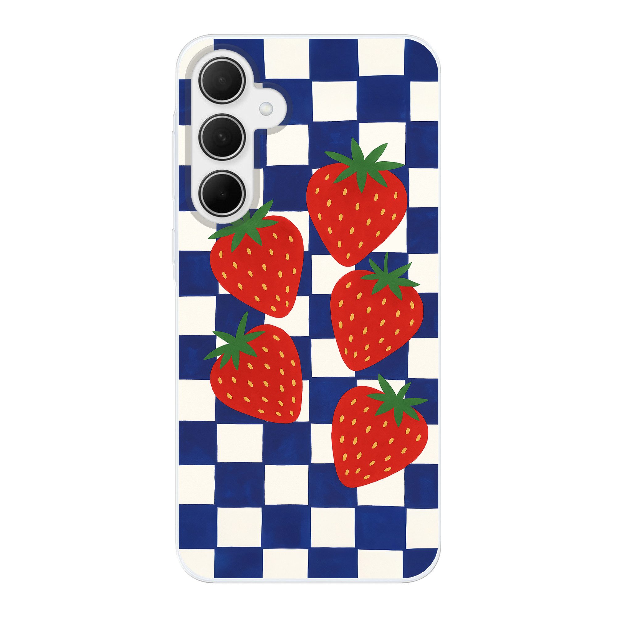 MuchoWow Handyhülle für Samsung Galaxy A35 5G Blockiert - Blau - Erdbeere, Smartphone-Bumper, Print, Handy Schutzhülle Dünn