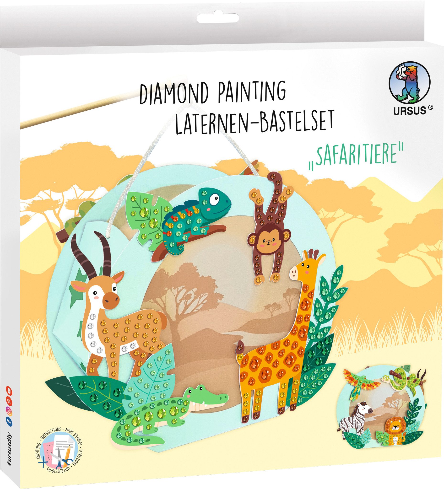 Ursus - Ludwig Bähr Kreativset Diamond Painting Laternen Bastelset, 20x18,7cm