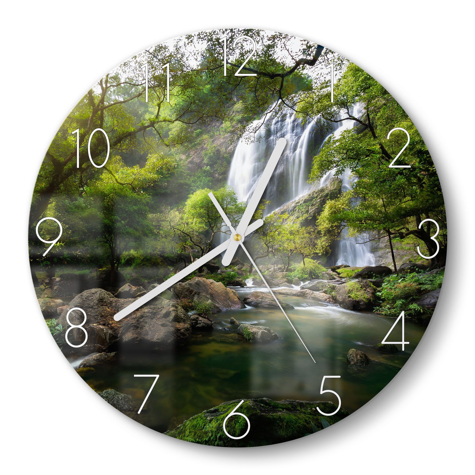 DEQORI Wanduhr 'Verborgenes Wasserwunder' (Glas Glasuhr modern Wand Uhr Design Küchenuhr)