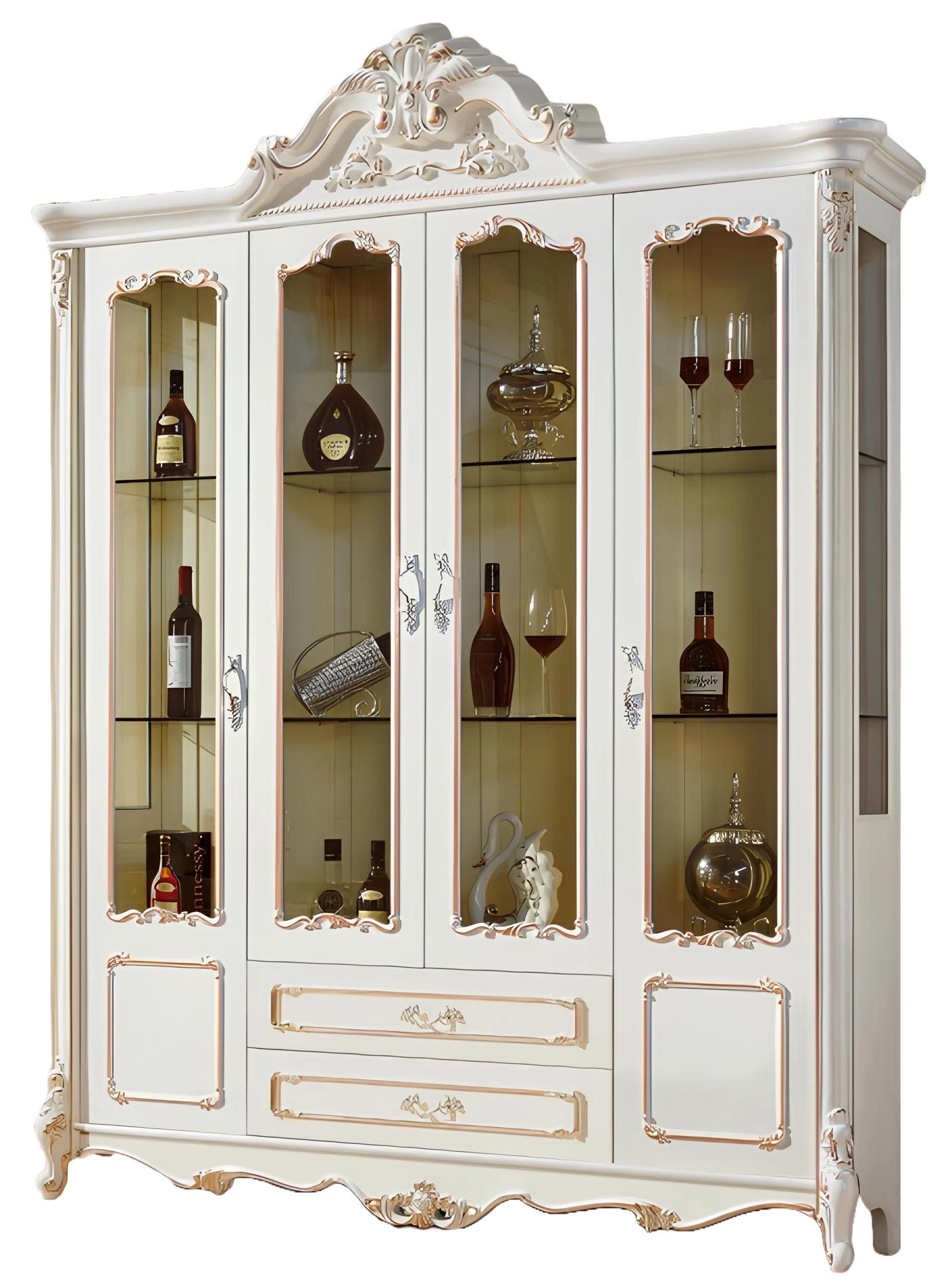 Xlmoebel Vitrine Barockstil Vitrine aus edlem Holz mit aufwendigen Verzierungen (1-St., Vitrine) Hergestellt in Europa