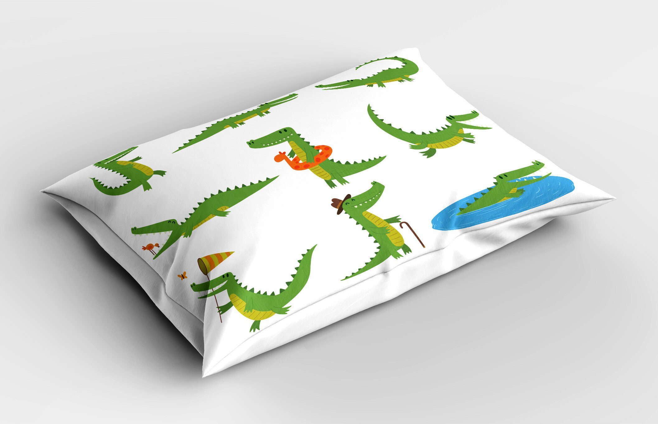 Charaktere Krokodil Dekorativer King Kissenbezüge Glückliche Standard Gedruckter Abakuhaus Size Kissenbezug, (1 Stück), Cartoon