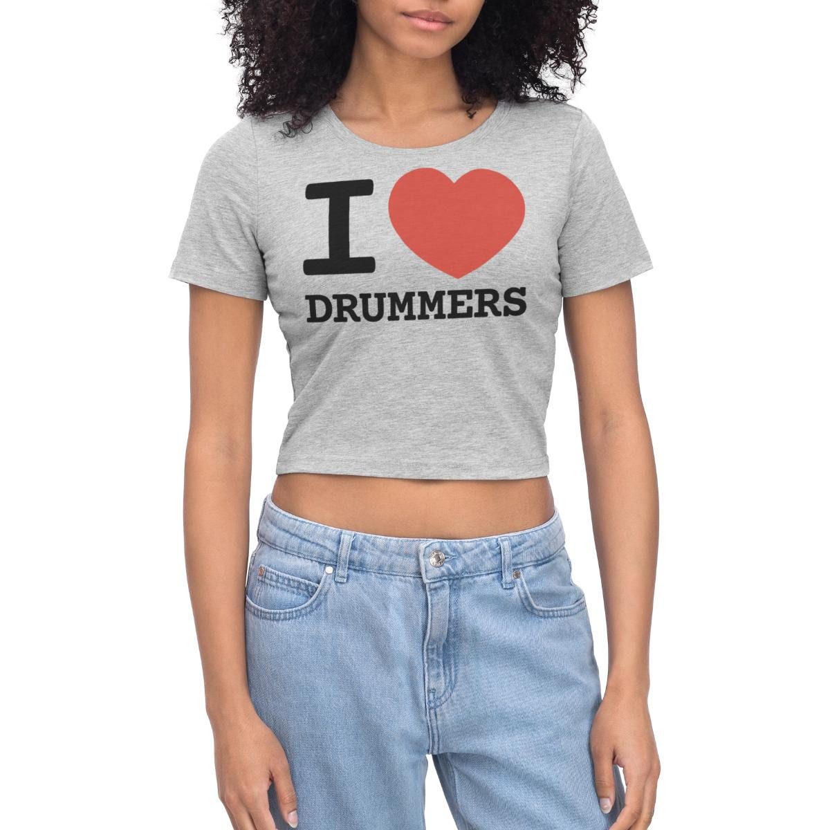 T-Shirt I love Drummers Festival Band Rock Print Crop Top