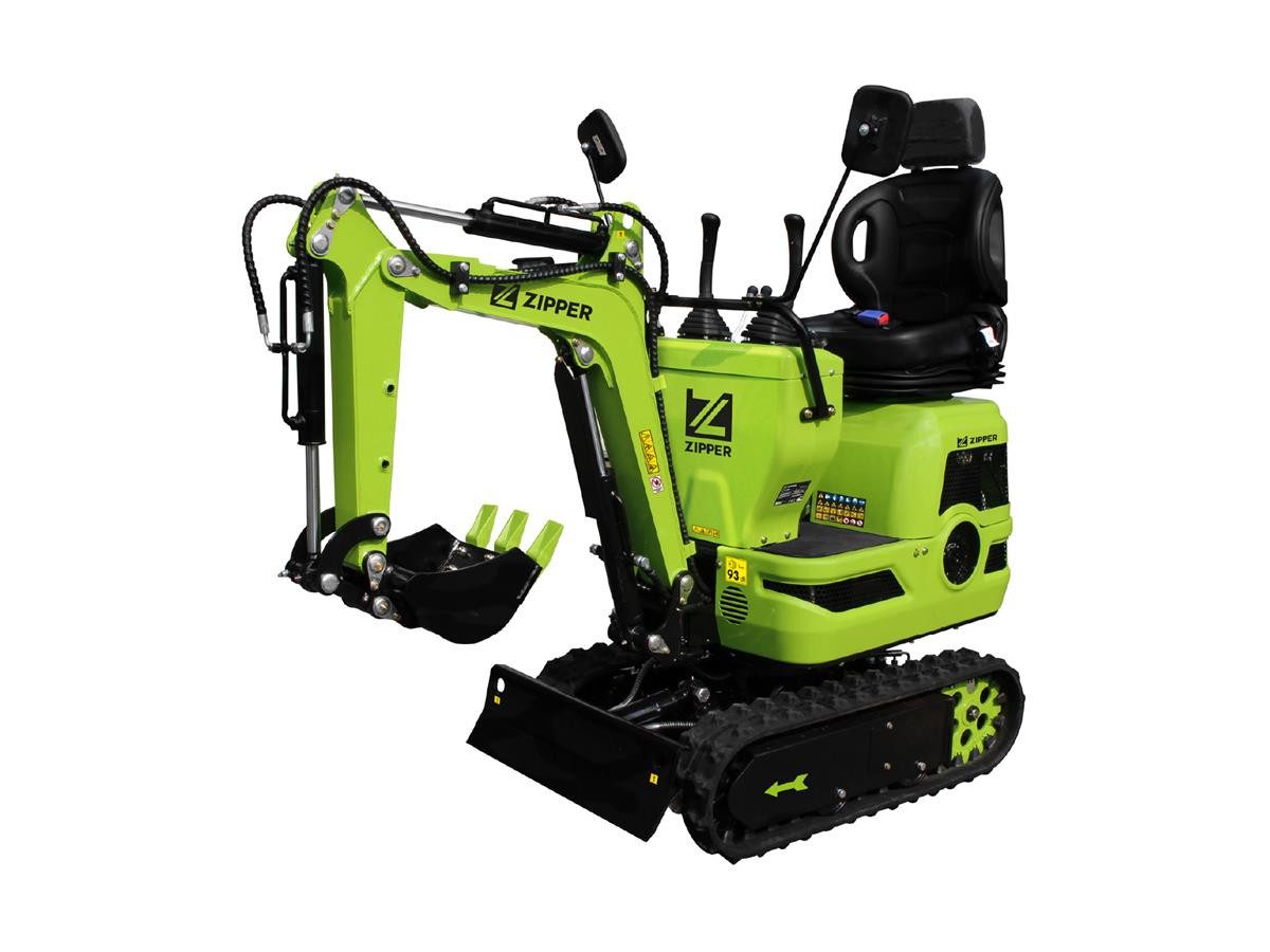 ZIPPER Minibagger ZI-MBG600H, 8,5 kN Reißkraft, 2,0 km/h, Gummikette, Elektrostarter, inkl. Schaufel