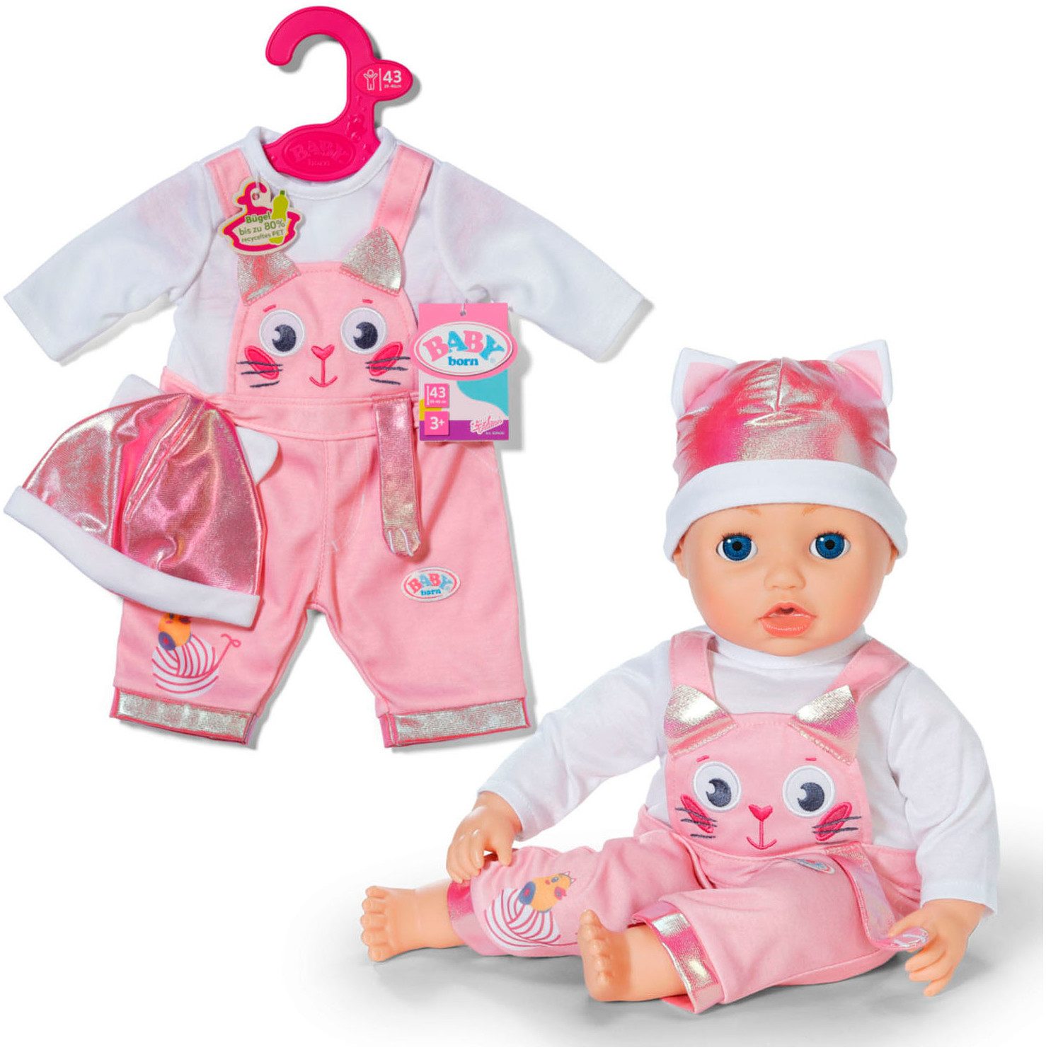 Baby Born Puppenkleidung Einteiler mit Mütze 43 cm (Set)