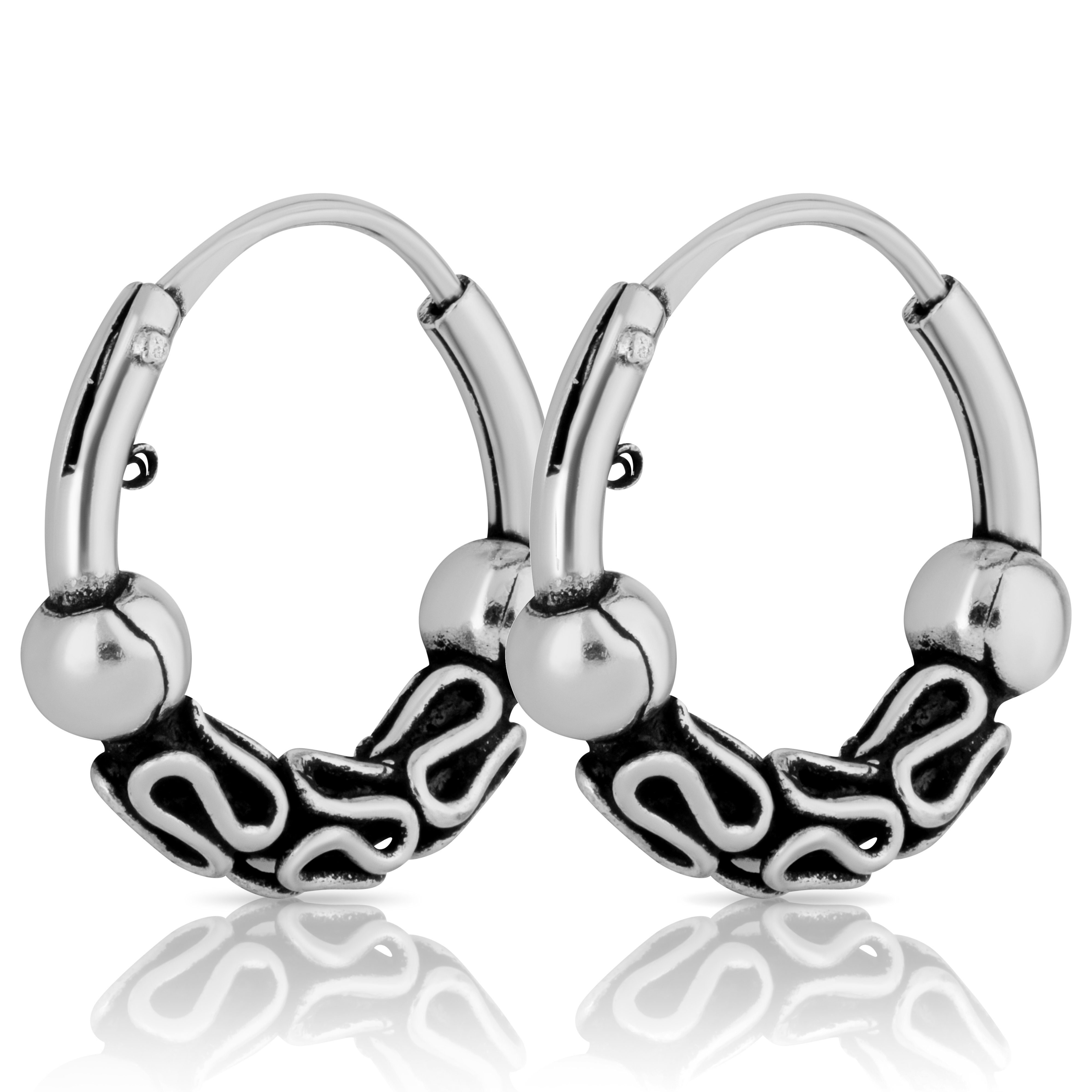 Paar Creolen Paar 925 Sterling Silber Bali Creole 12mm keltisch