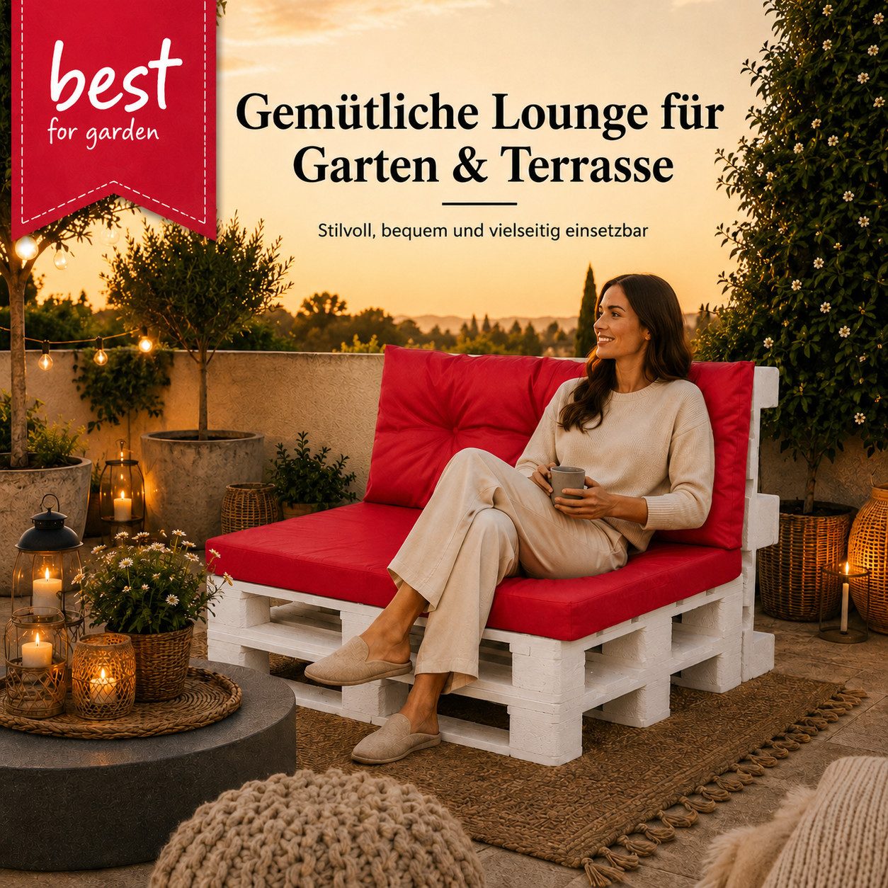Best for Garden Dekokissen Bequeme Palettenkissen Indoor & Outdoor – Stil & Komfort, Für Innen- & Außenbereich, weich gepolstert